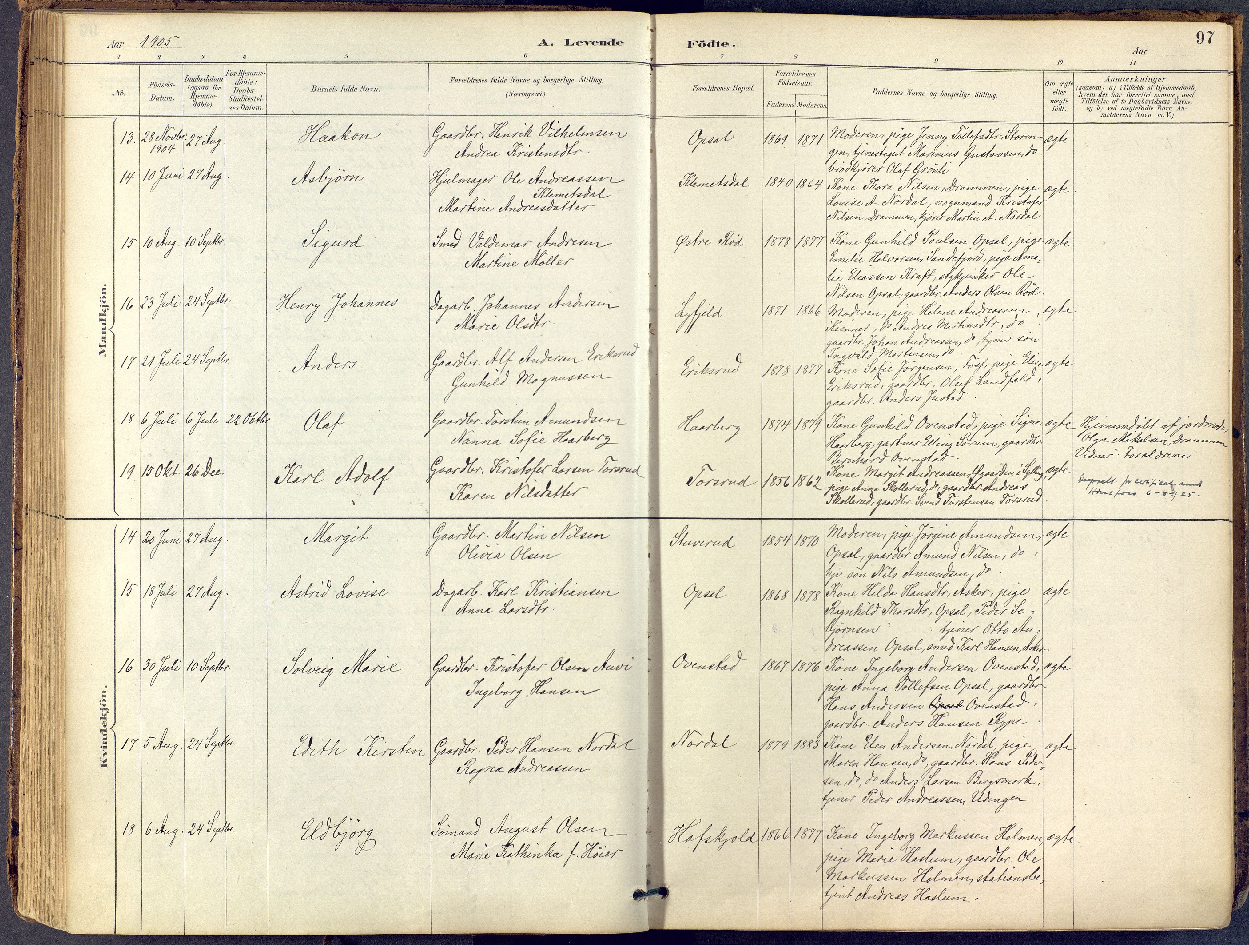 Lier kirkebøker, AV/SAKO-A-230/F/Fb/L0001: Parish register (official) no. II 1, 1883-1910, p. 97