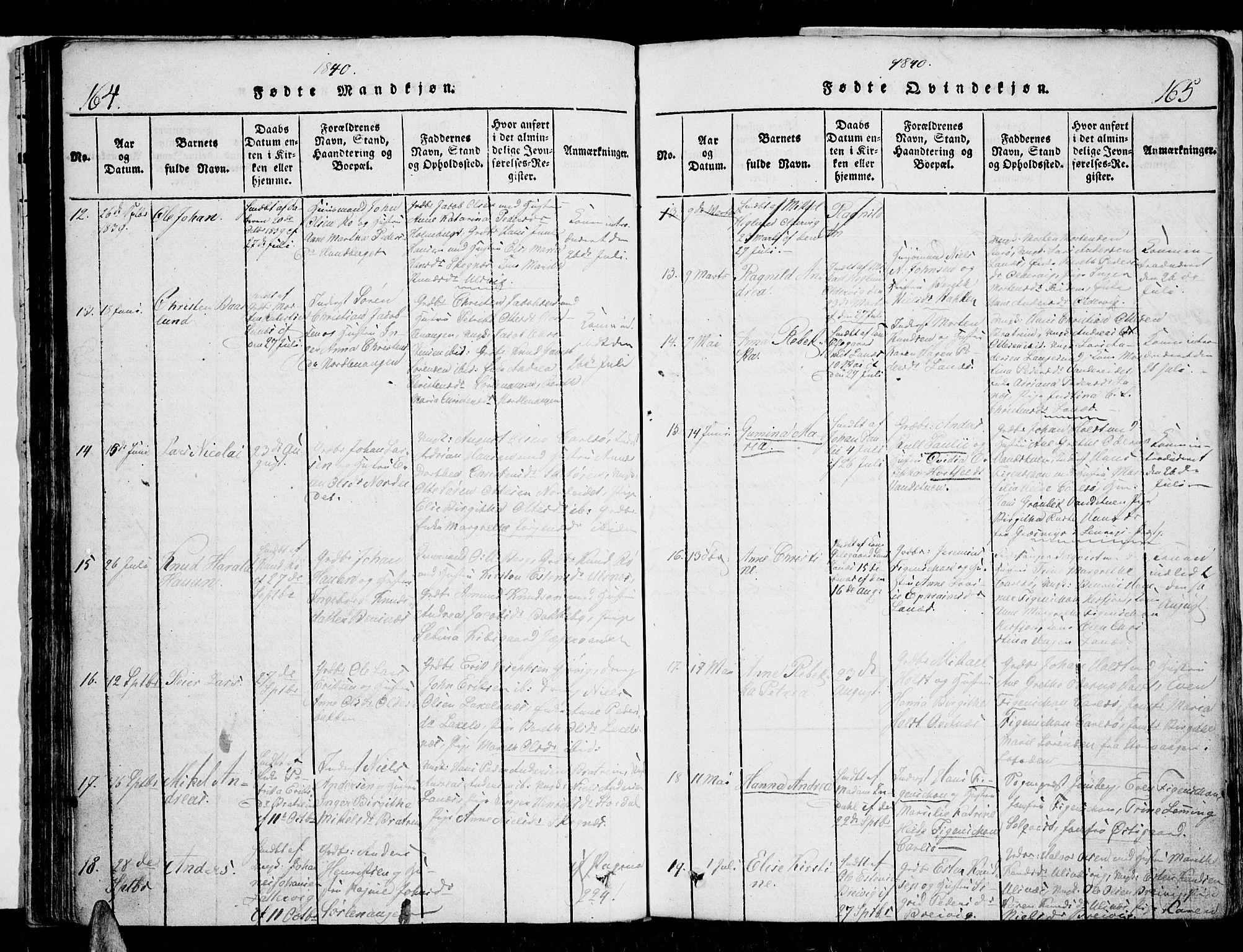 Karlsøy sokneprestembete, SATØ/S-1299/H/Ha/Haa/L0002kirke: Parish register (official) no. 2, 1823-1842, p. 164-165