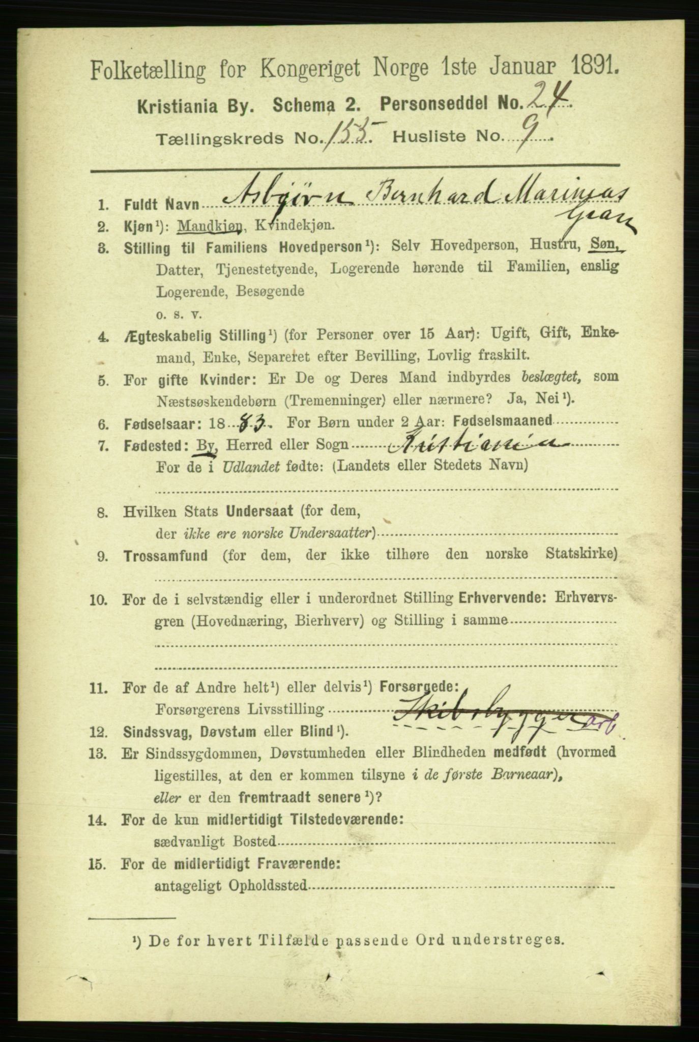 RA, 1891 census for 0301 Kristiania, 1891, p. 88330