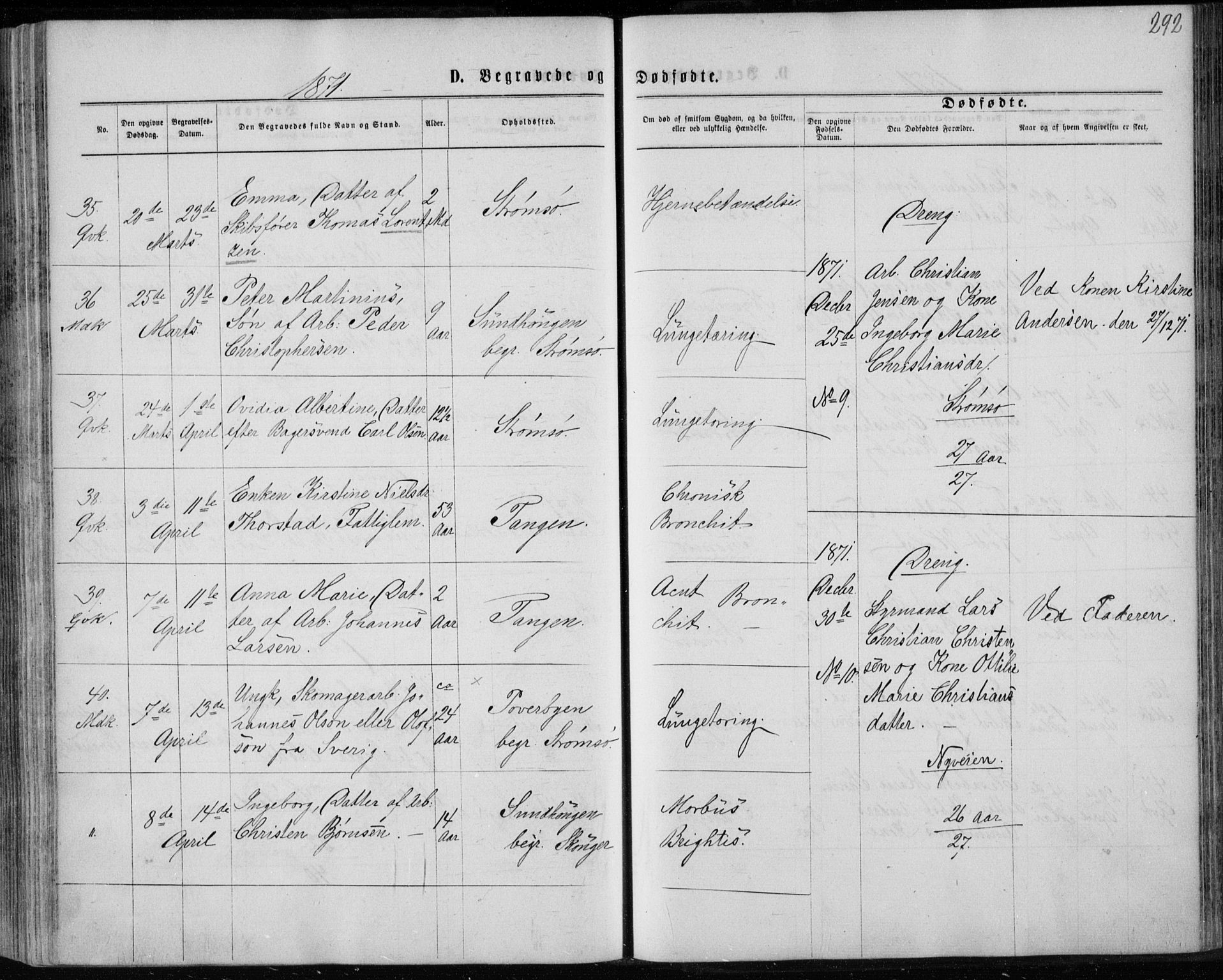 Strømsø kirkebøker, SAKO/A-246/F/Fa/L0016: Parish register (official) no. I 16, 1868-1873, p. 292