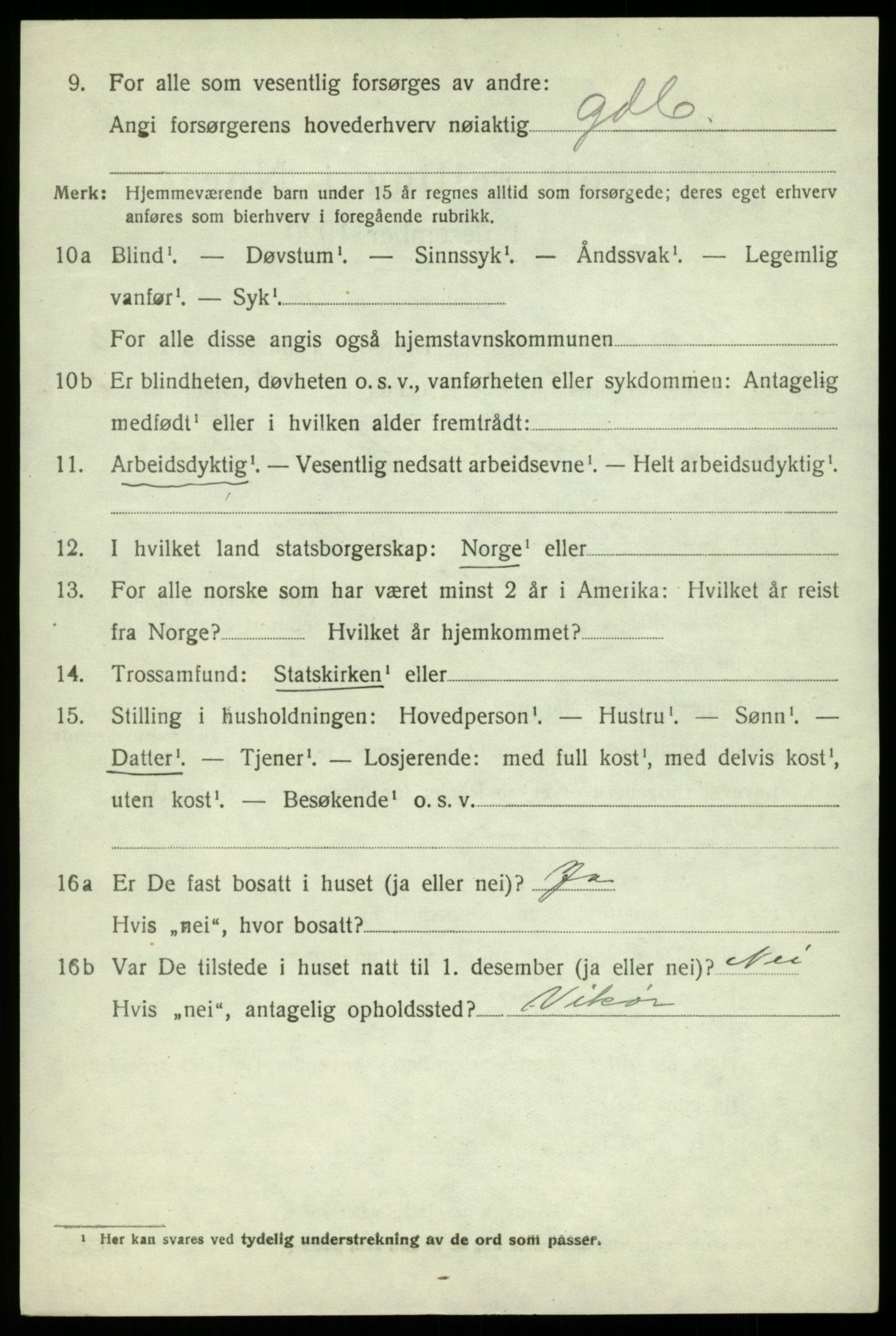 SAB, 1920 census for Jondal, 1920, p. 2505