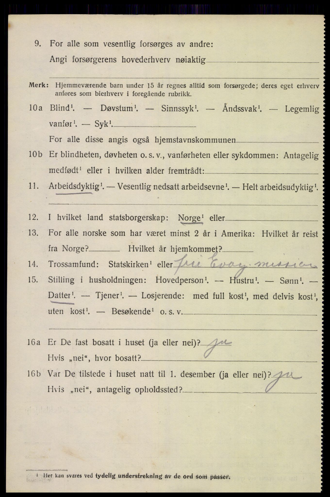 SAK, 1920 census for Oddernes, 1920, p. 10336