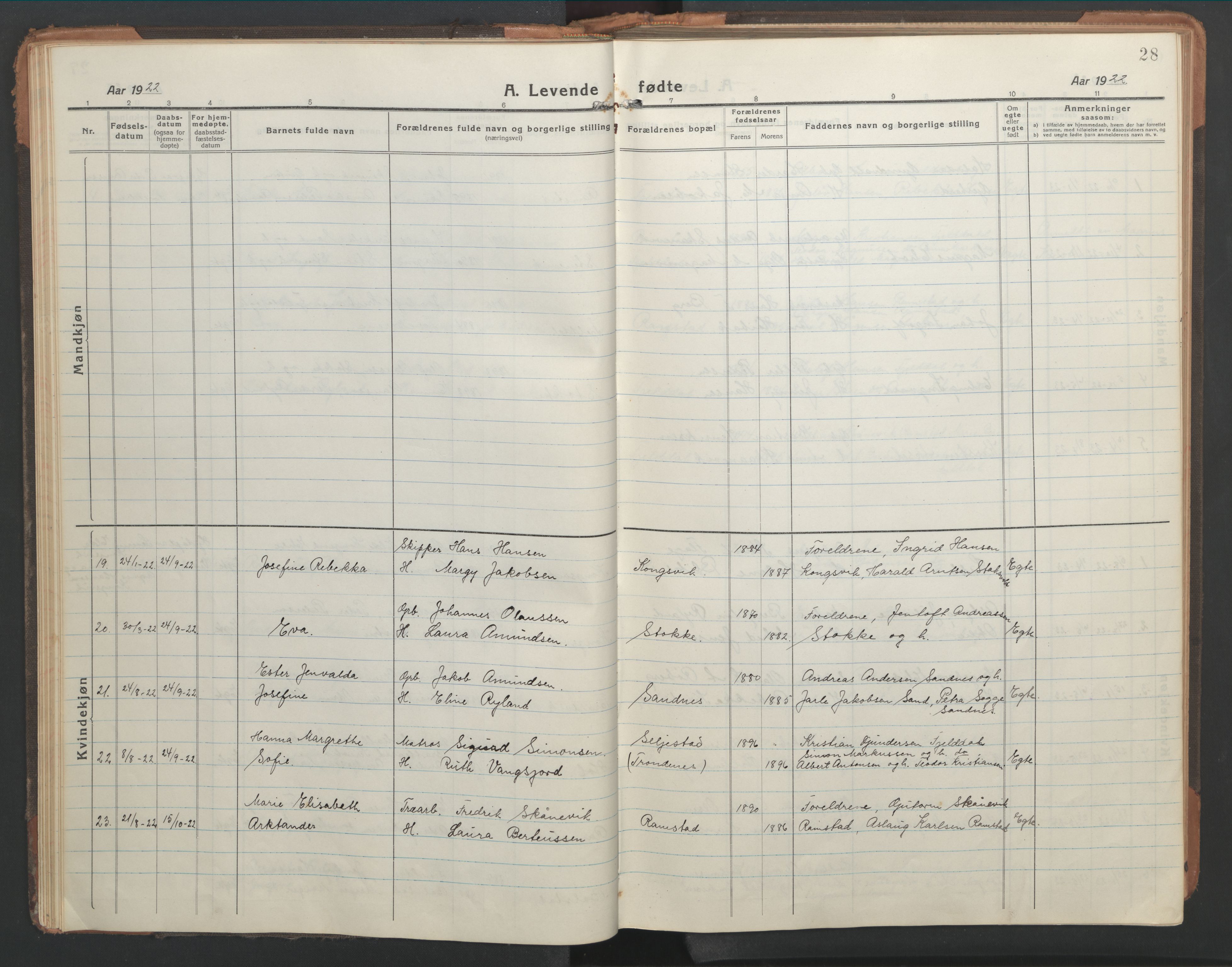 Ministerialprotokoller, klokkerbøker og fødselsregistre - Nordland, SAT/A-1459/865/L0933: Parish register (copy) no. 865C05, 1917-1947, p. 28