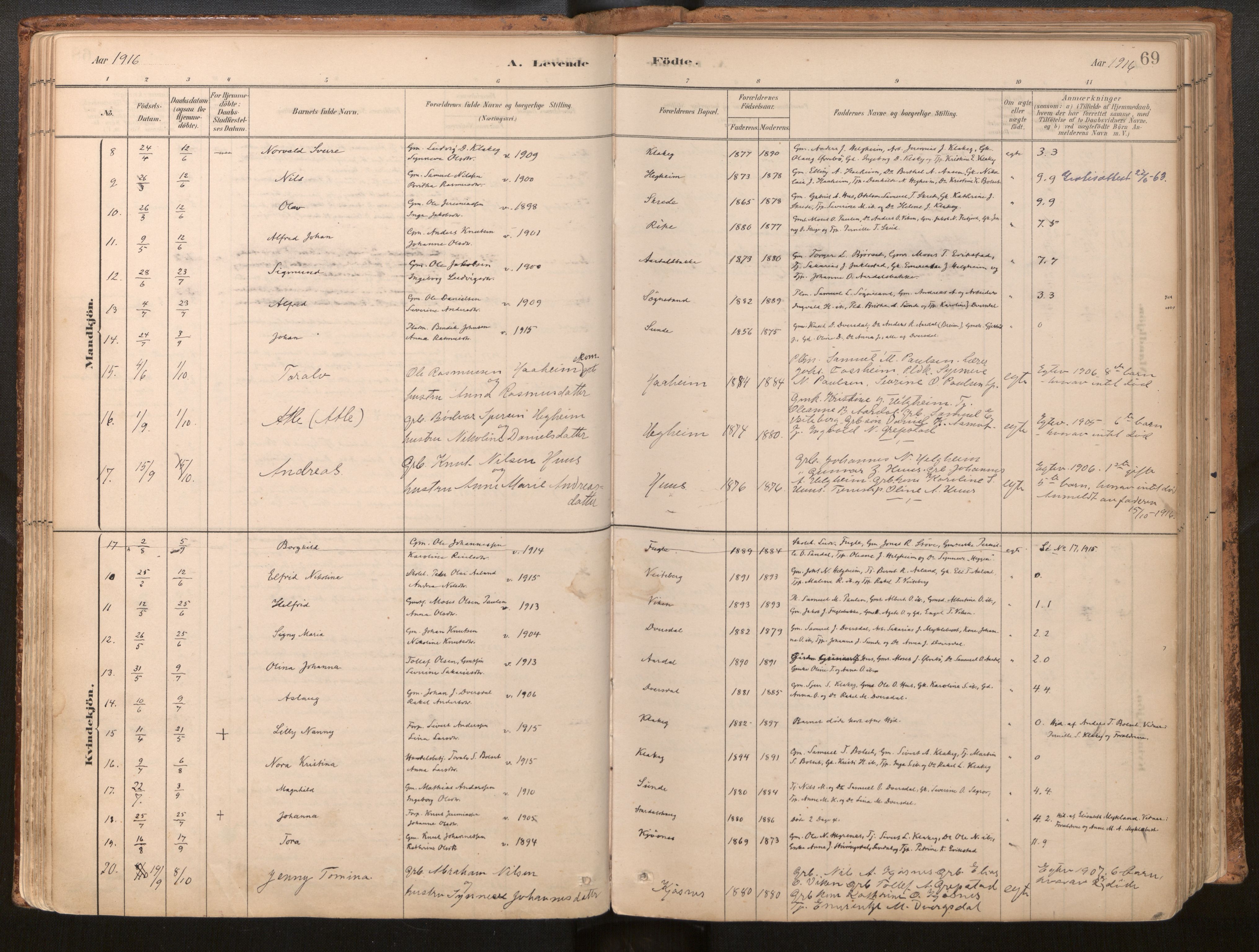 Jølster sokneprestembete, SAB/A-80701/H/Haa/Haac/L0001: Parish register (official) no. C 1, 1882-1928, p. 69