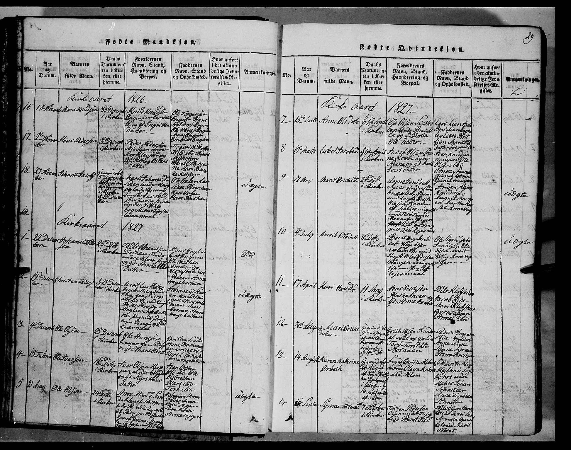 Fron prestekontor, SAH/PREST-078/H/Ha/Hab/L0002: Parish register (copy) no. 2, 1816-1850, p. 29