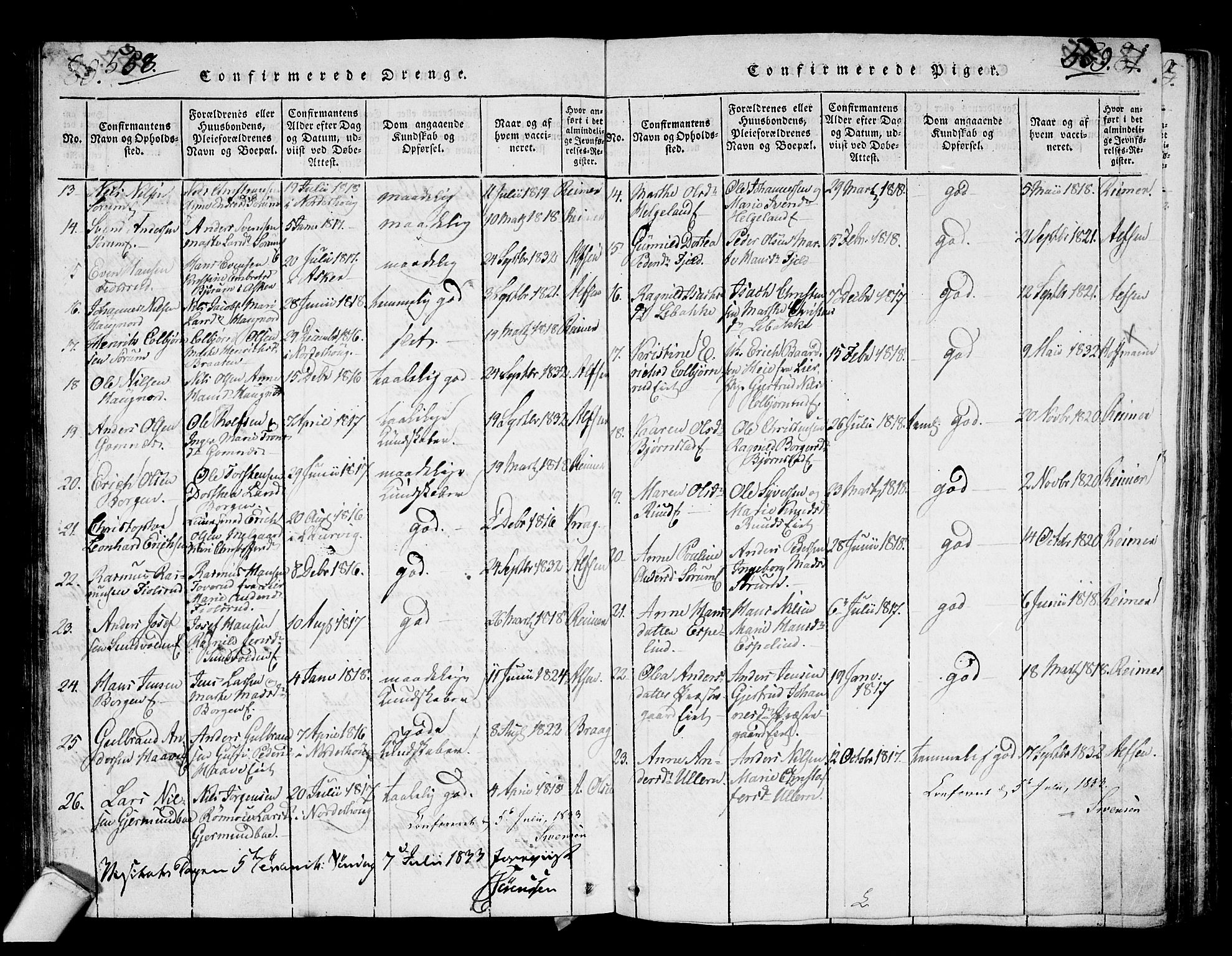 Hole kirkebøker, SAKO/A-228/G/Ga/L0001: Parish register (copy) no. I 1, 1814-1842, p. 558-559