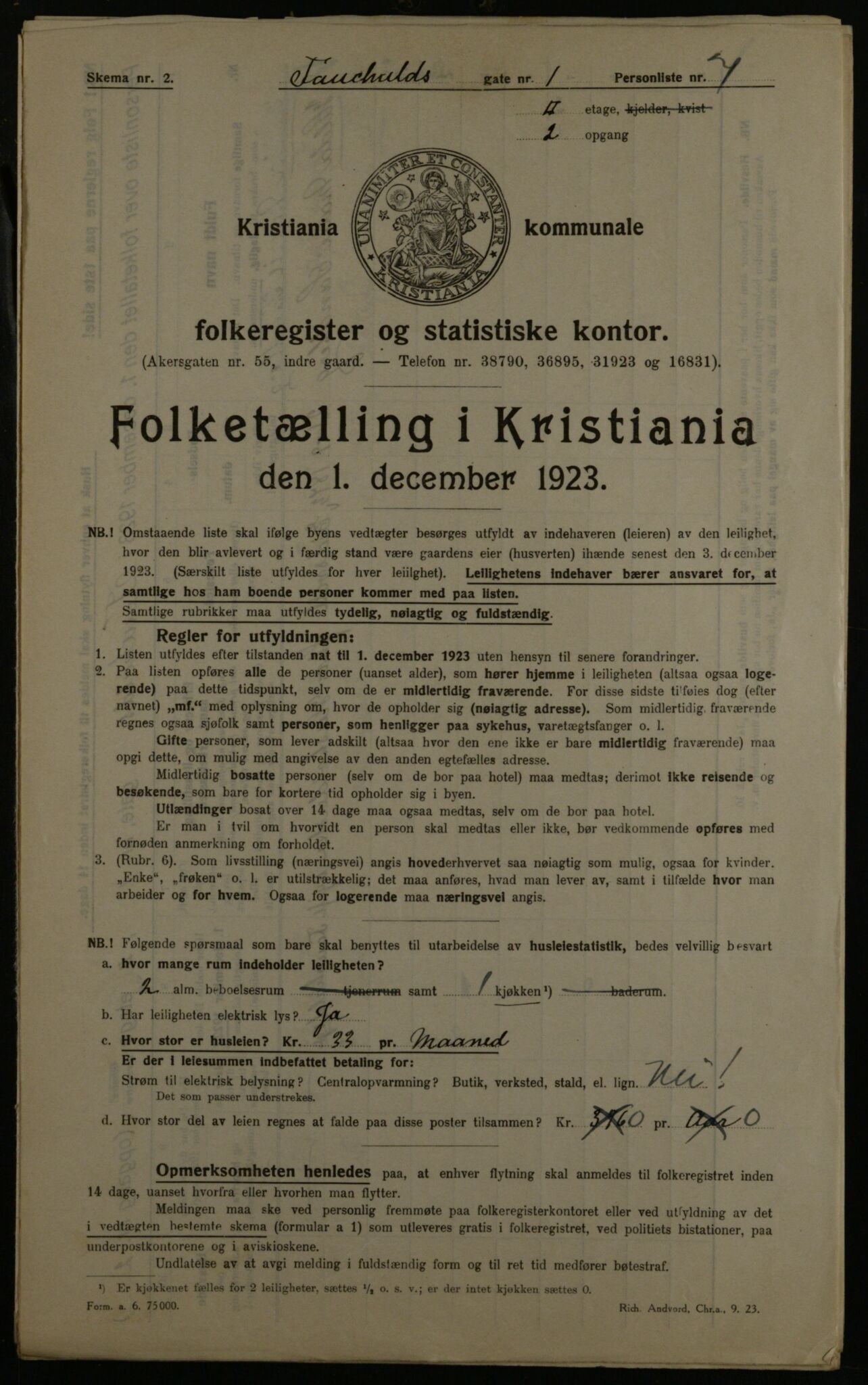 OBA, Municipal Census 1923 for Kristiania, 1923, p. 26570