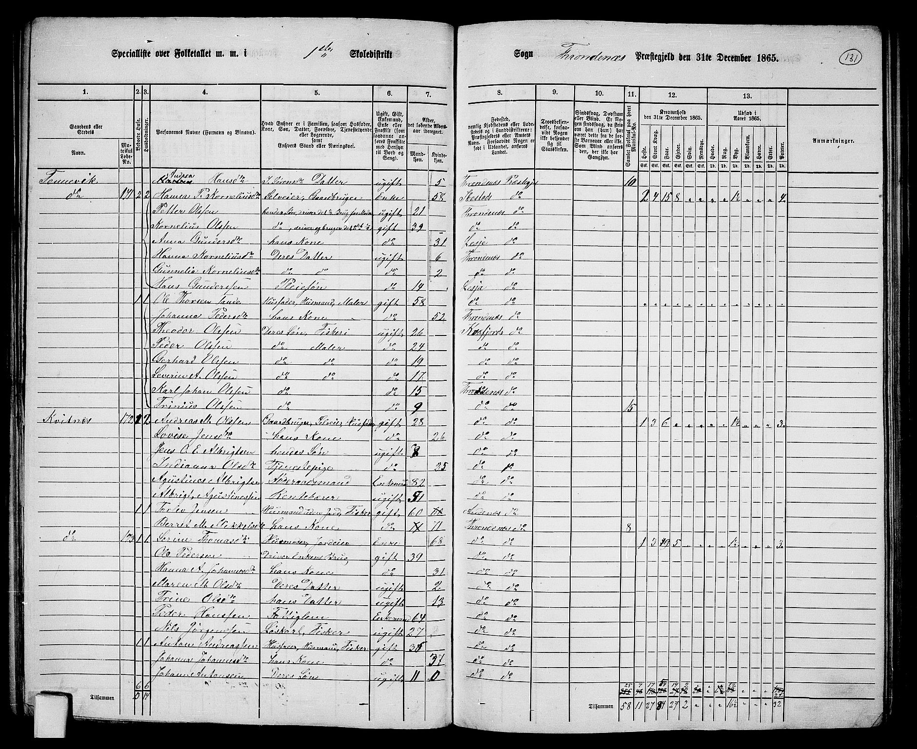 RA, 1865 census for Trondenes, 1865, p. 23