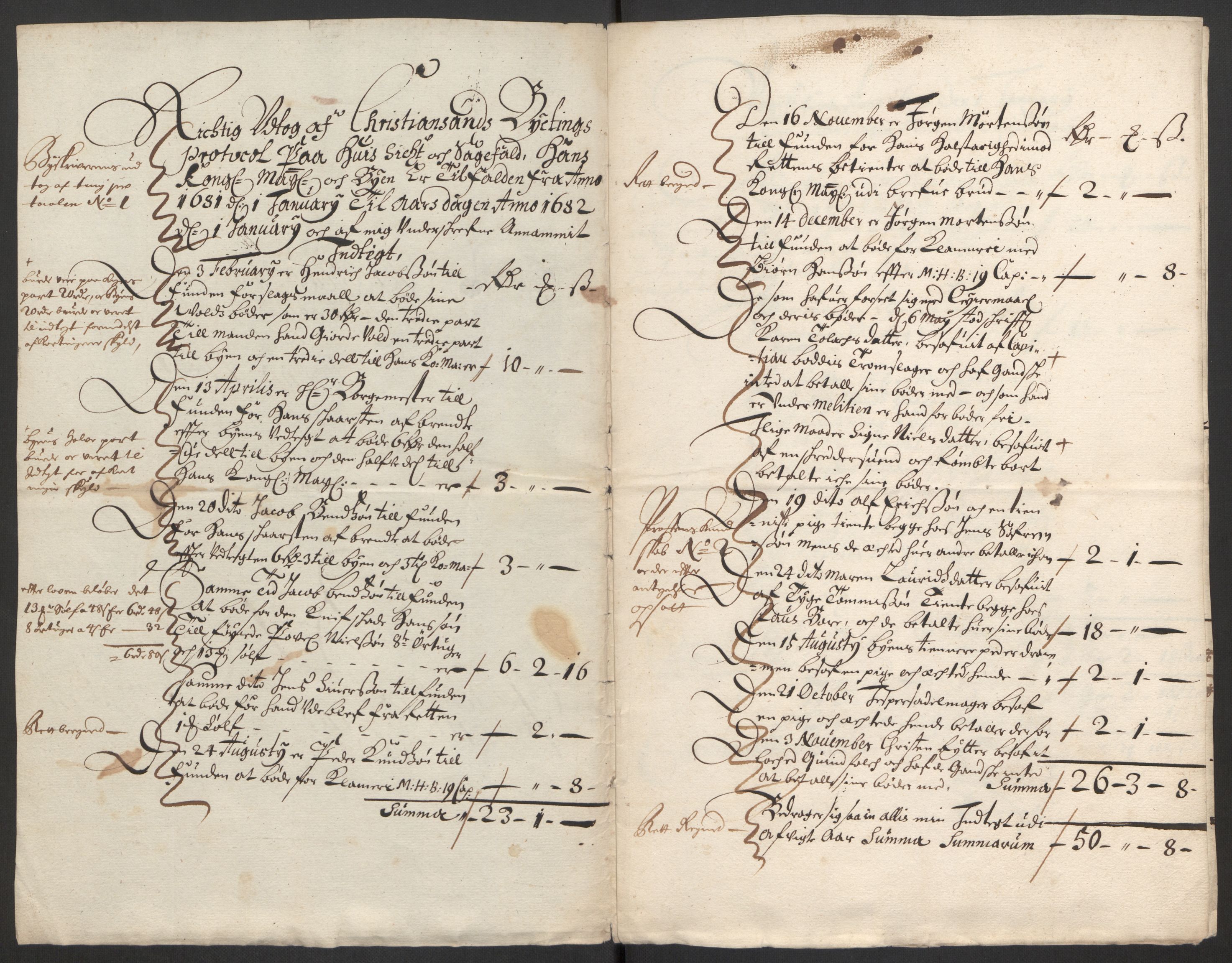 Rentekammeret inntil 1814, Reviderte regnskaper, Byregnskaper, AV/RA-EA-4066/R/Rm/L0285: [M18] Sikt og sakefall, 1681-1718, p. 4