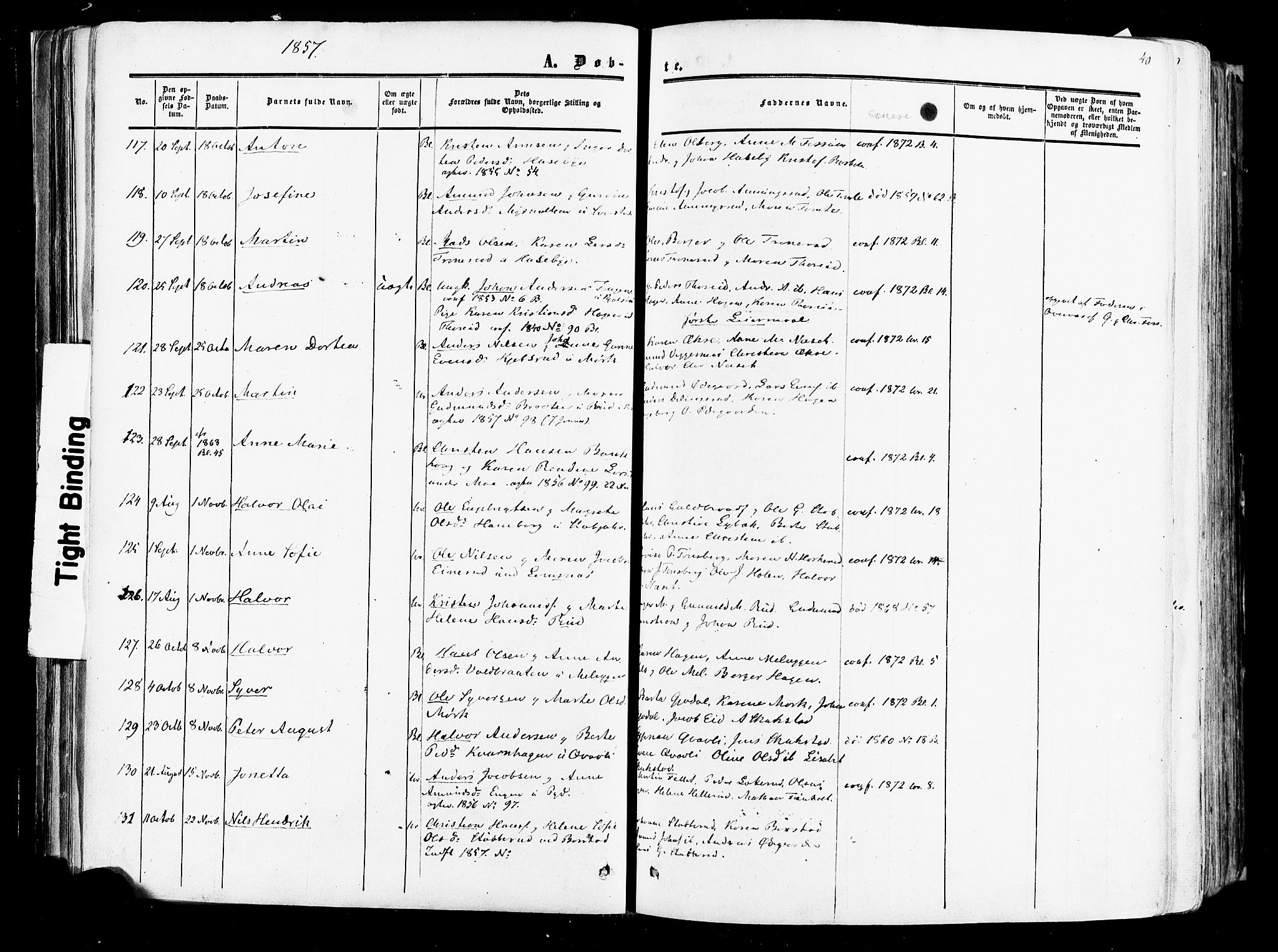 Aurskog prestekontor Kirkebøker, SAO/A-10304a/F/Fa/L0007: Parish register (official) no. I 7, 1854-1877, p. 40
