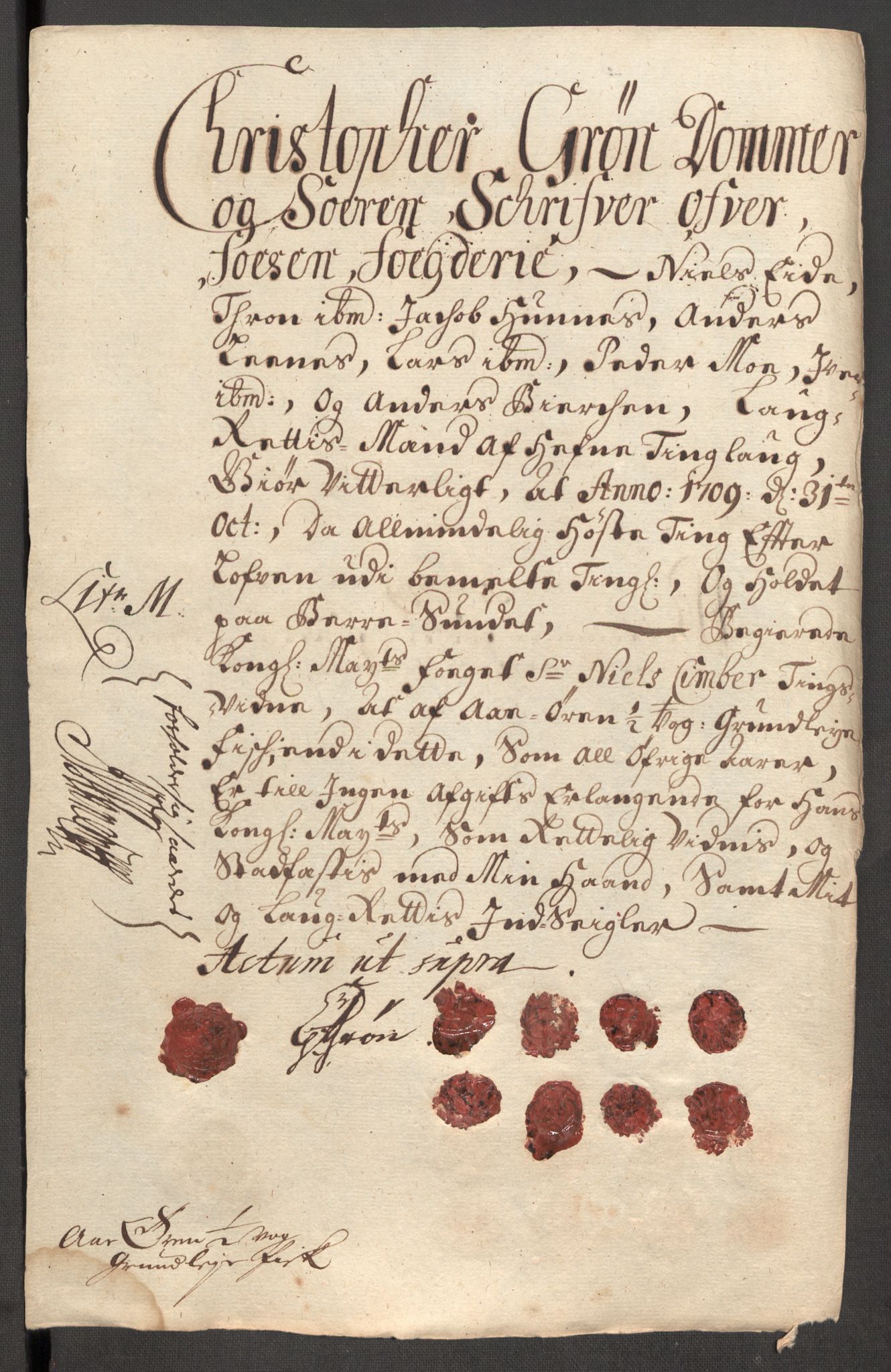 Rentekammeret inntil 1814, Reviderte regnskaper, Fogderegnskap, AV/RA-EA-4092/R57/L3858: Fogderegnskap Fosen, 1708-1709, p. 371