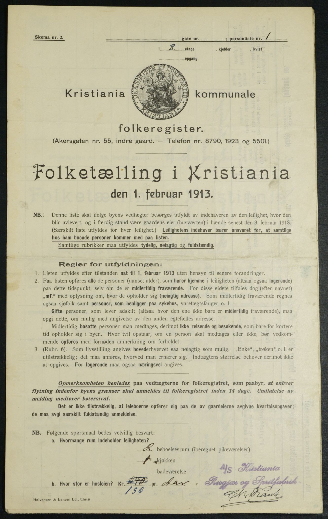 OBA, Municipal Census 1913 for Kristiania, 1913, p. 115516