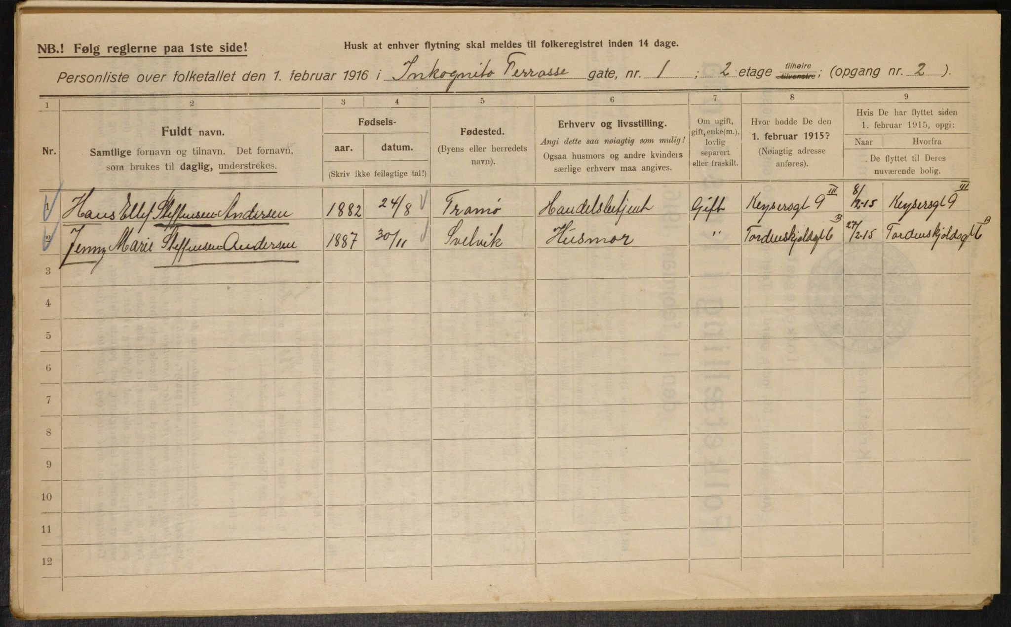 OBA, Municipal Census 1916 for Kristiania, 1916, p. 45303