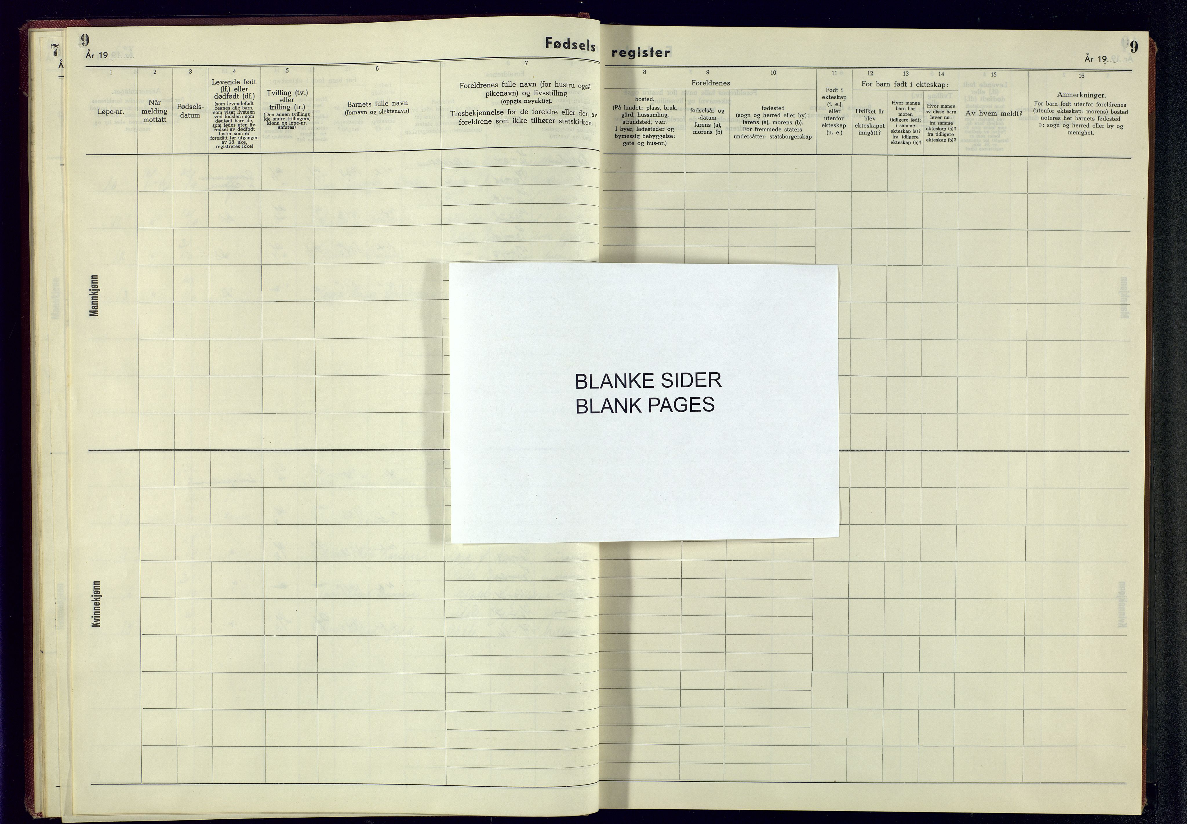 Bakke sokneprestkontor, SAK/1111-0002/J/Jb/L0004: Birth register no. A-VI-15, 1942-1945, p. 9