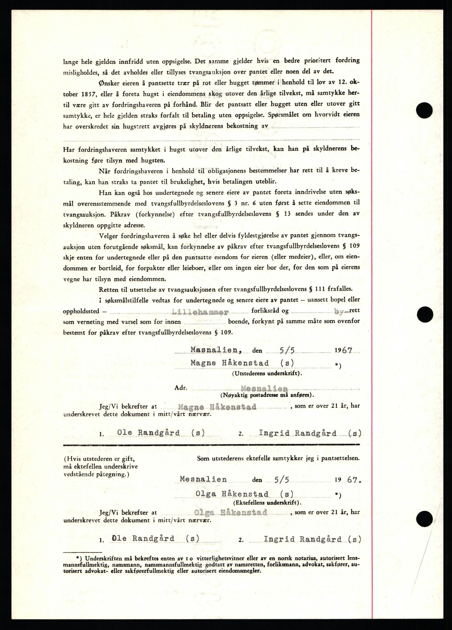 Nord-Hedmark sorenskriveri, SAH/TING-012/H/Hb/Hbf/L0071: Mortgage book no. B71, 1967-1967, Diary no: : 2032/1967