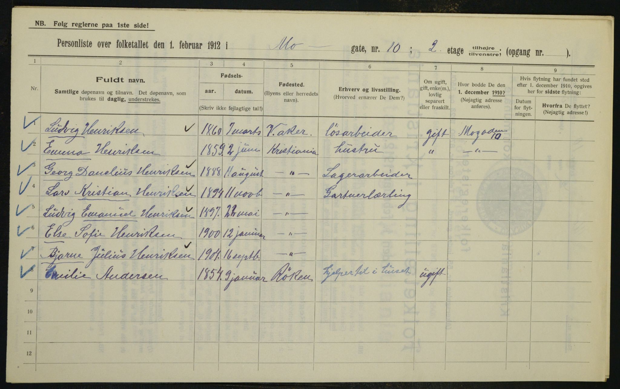 OBA, Municipal Census 1912 for Kristiania, 1912, p. 65903