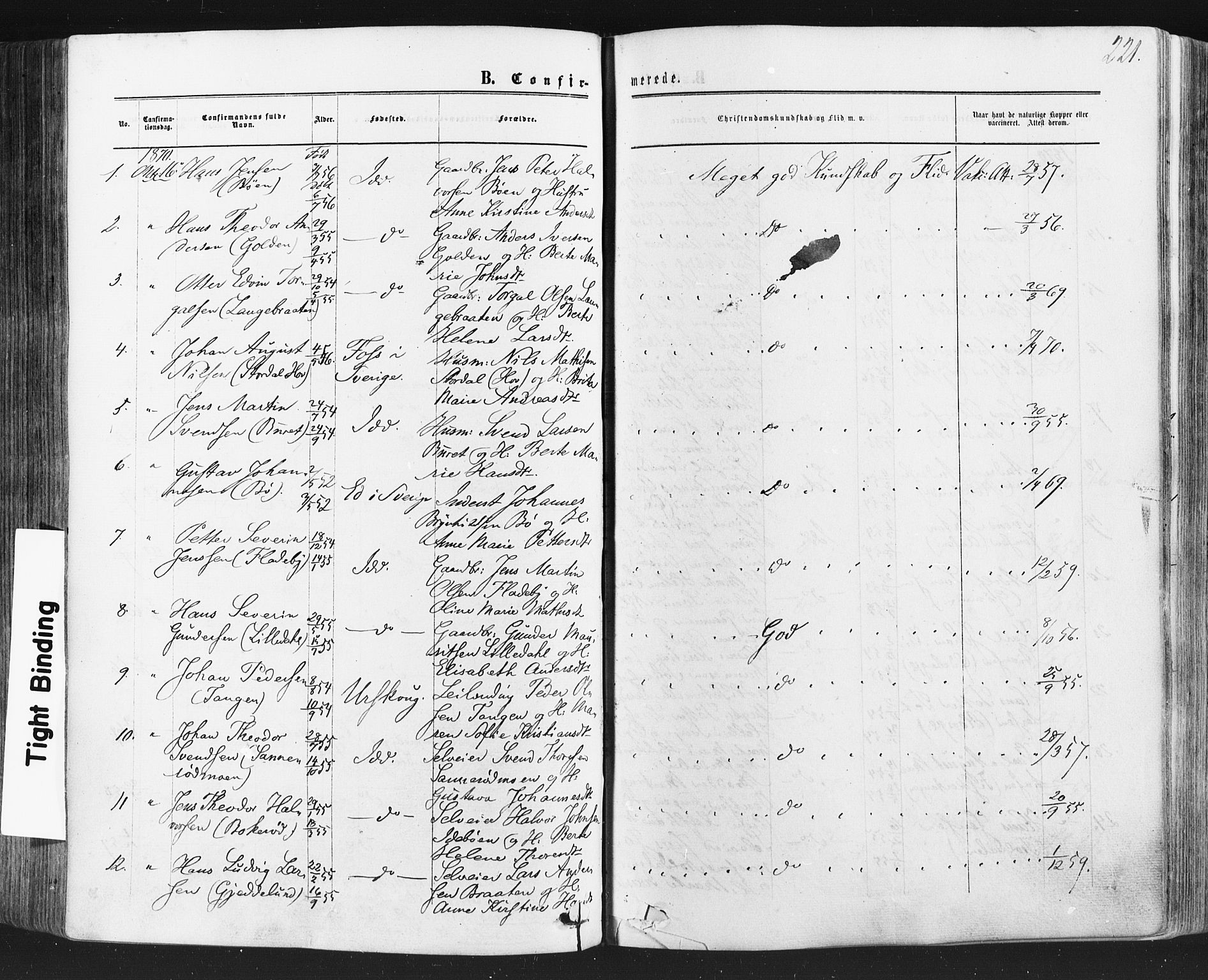 Idd prestekontor Kirkebøker, SAO/A-10911/F/Fc/L0005: Parish register (official) no. III 5, 1861-1877, p. 221
