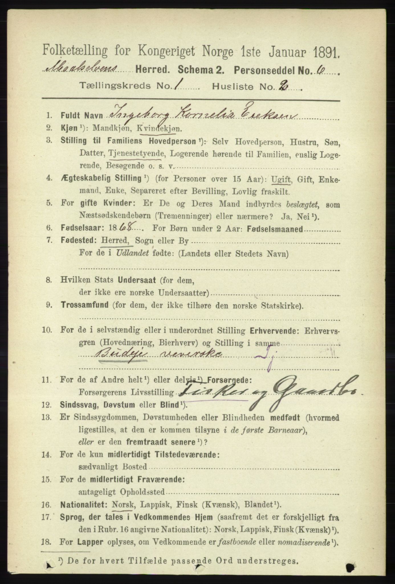 RA, 1891 census for 1924 Målselv, 1891, p. 79