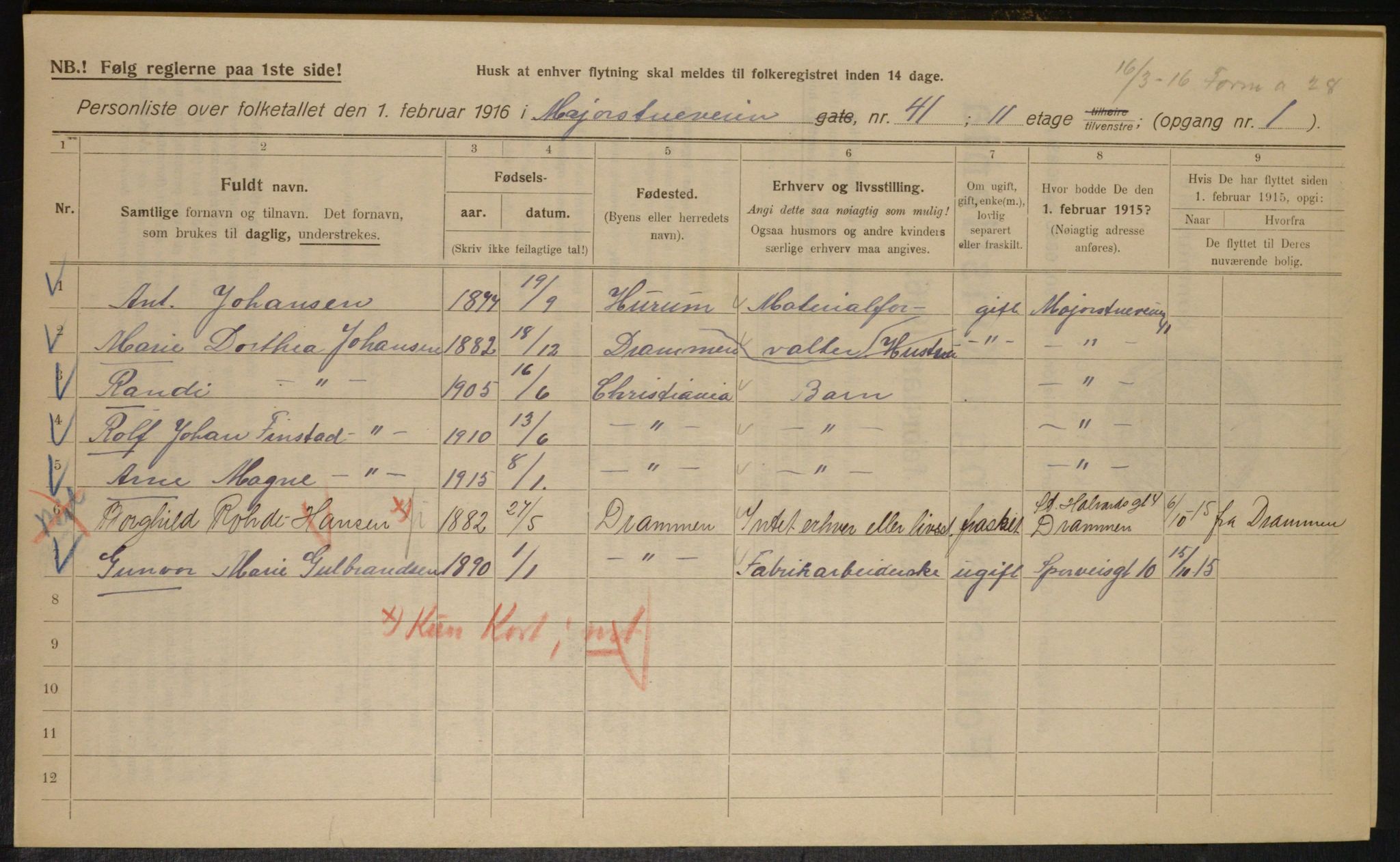 OBA, Municipal Census 1916 for Kristiania, 1916, p. 61387