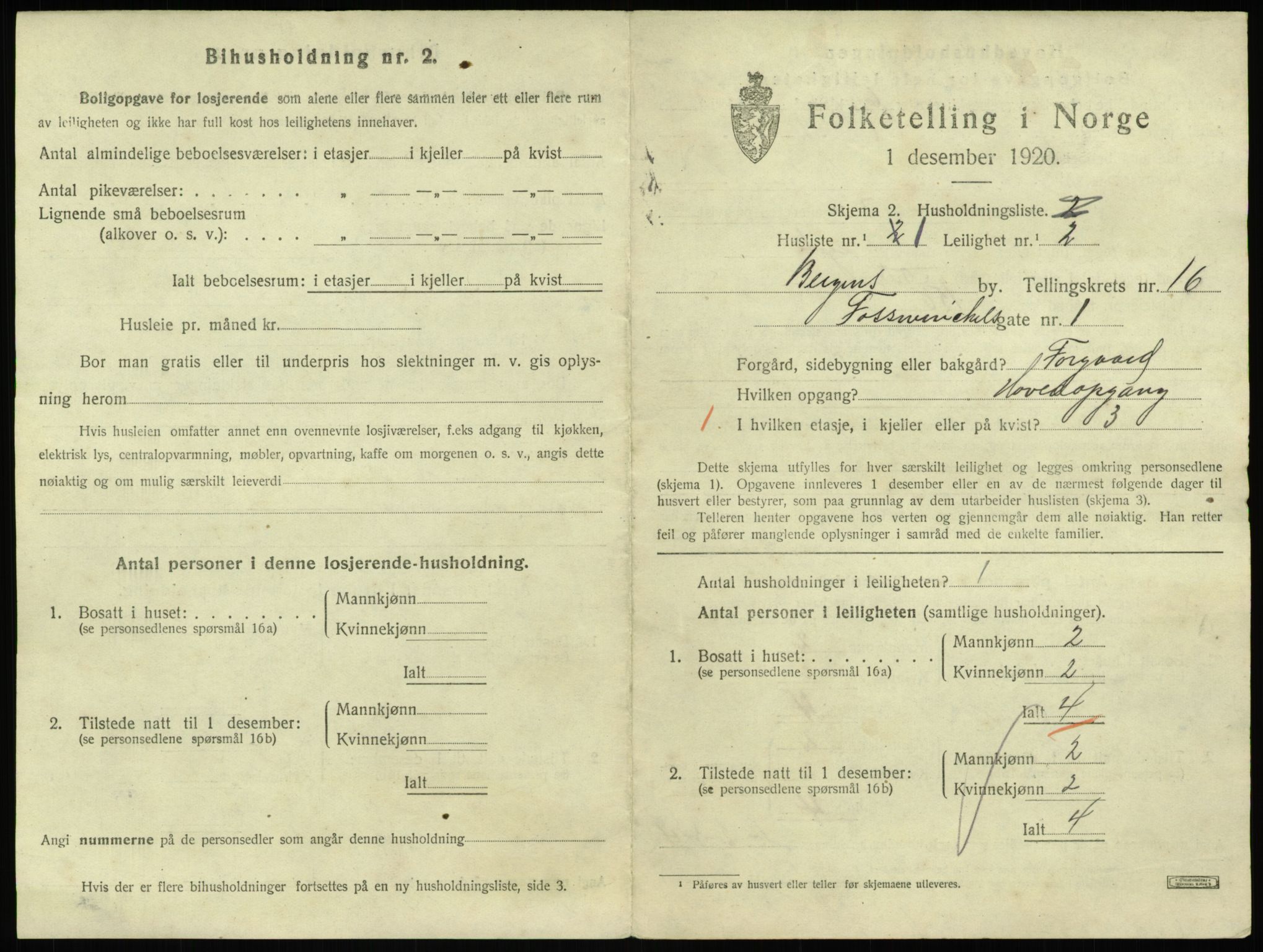 SAB, 1920 census for Bergen, 1920, p. 18980