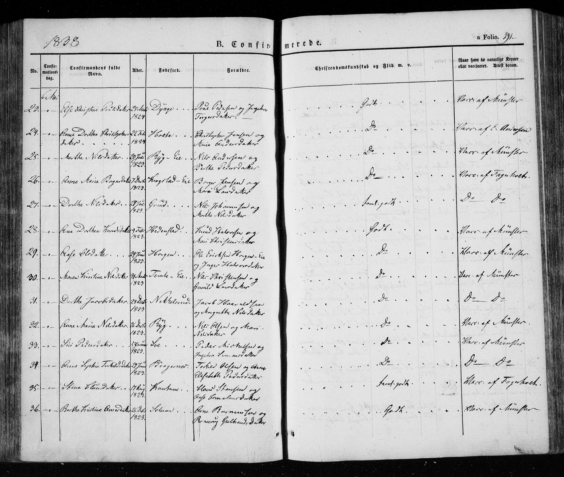 Eiker kirkebøker, SAKO/A-4/F/Fa/L0013a: Parish register (official) no. I 13A, 1832-1845, p. 291