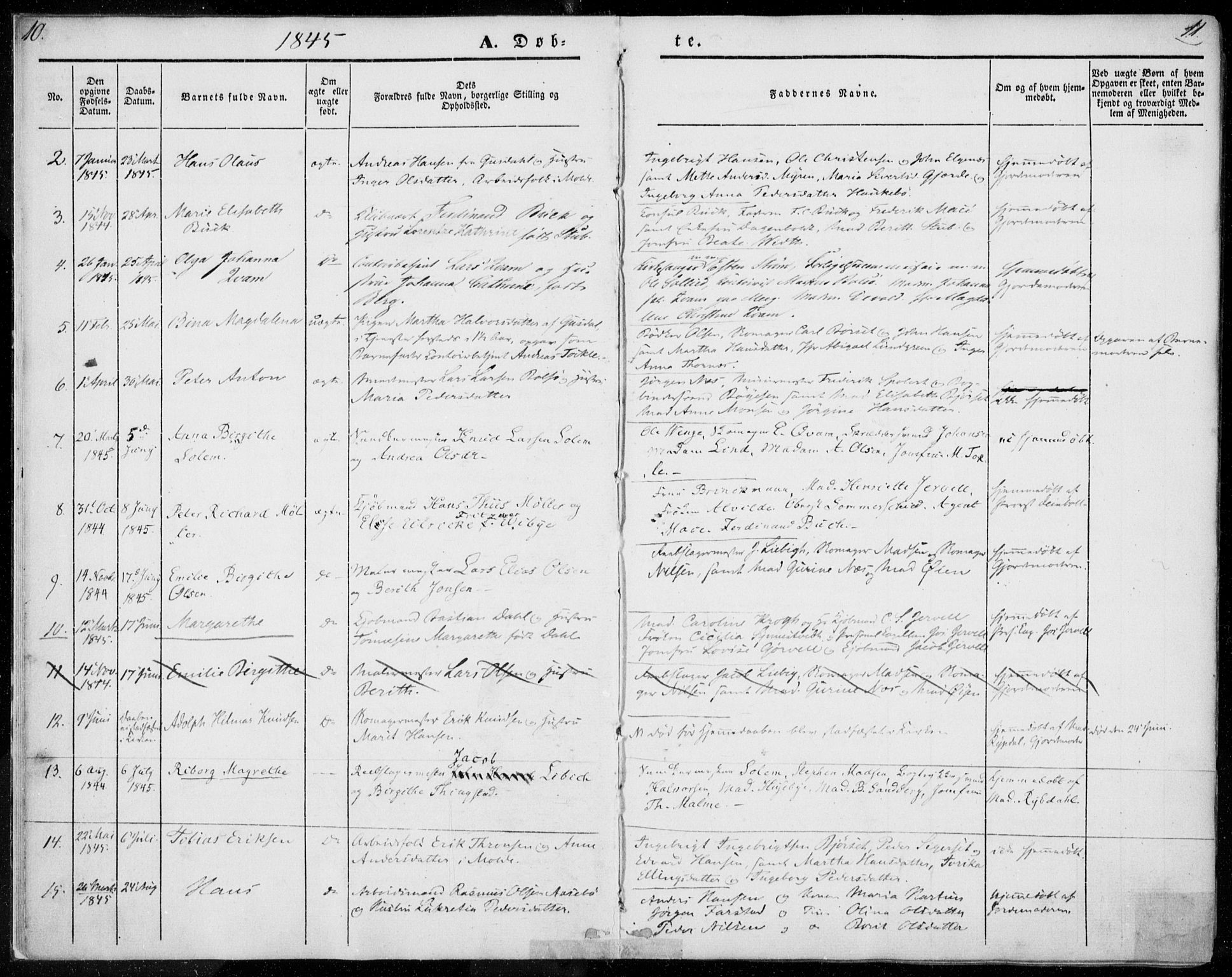 Ministerialprotokoller, klokkerbøker og fødselsregistre - Møre og Romsdal, SAT/A-1454/558/L0689: Parish register (official) no. 558A03, 1843-1872, p. 10-11