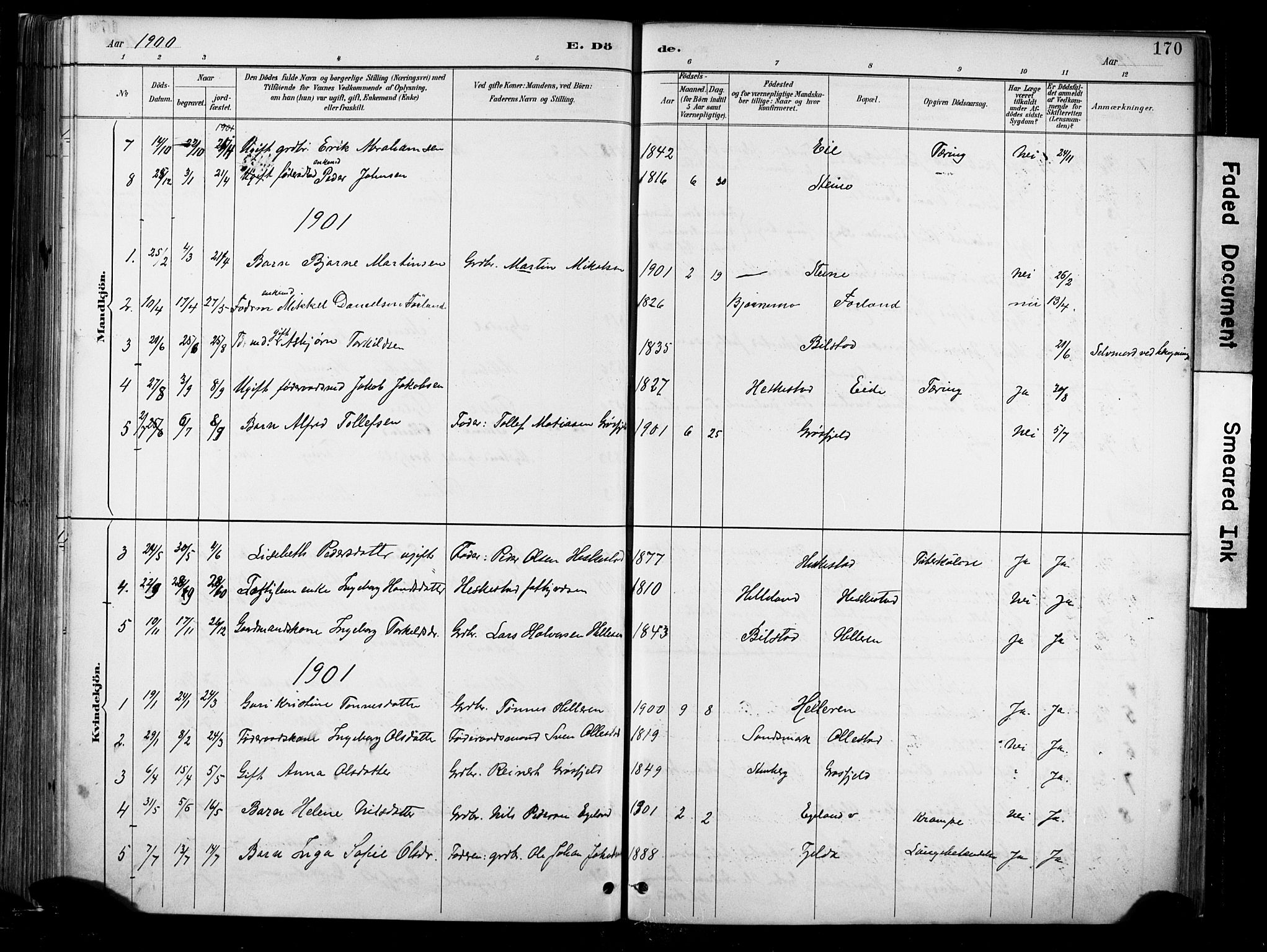 Lund sokneprestkontor, AV/SAST-A-101809/S06/L0012: Parish register (official) no. A 11, 1887-1921, p. 170