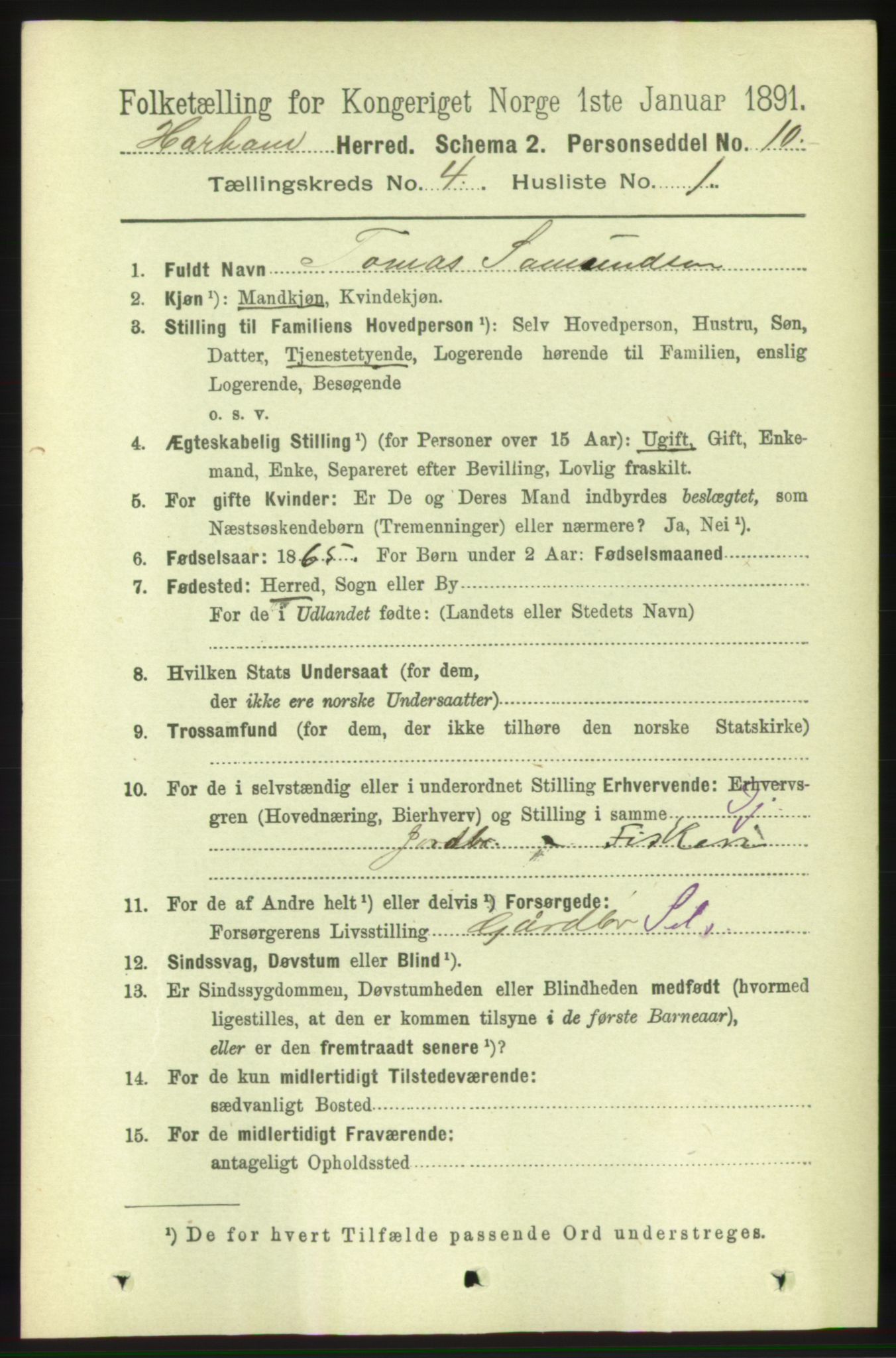 RA, 1891 census for 1534 Haram, 1891, p. 1830