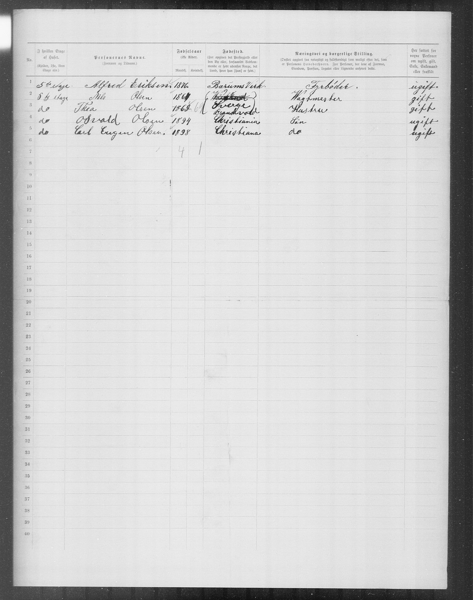 OBA, Municipal Census 1899 for Kristiania, 1899, p. 12458