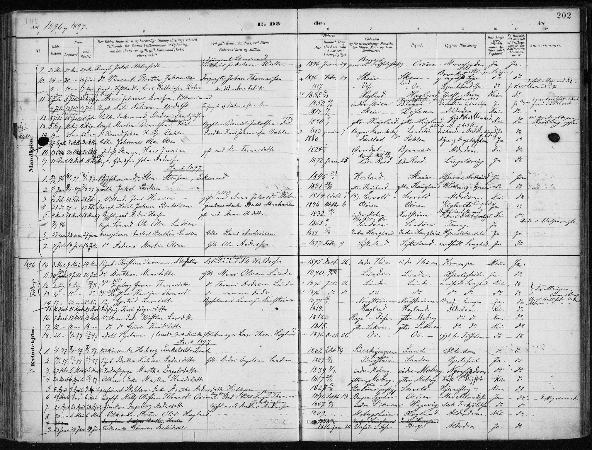 Os sokneprestembete, SAB/A-99929: Parish register (official) no. B 1, 1885-1902, p. 202