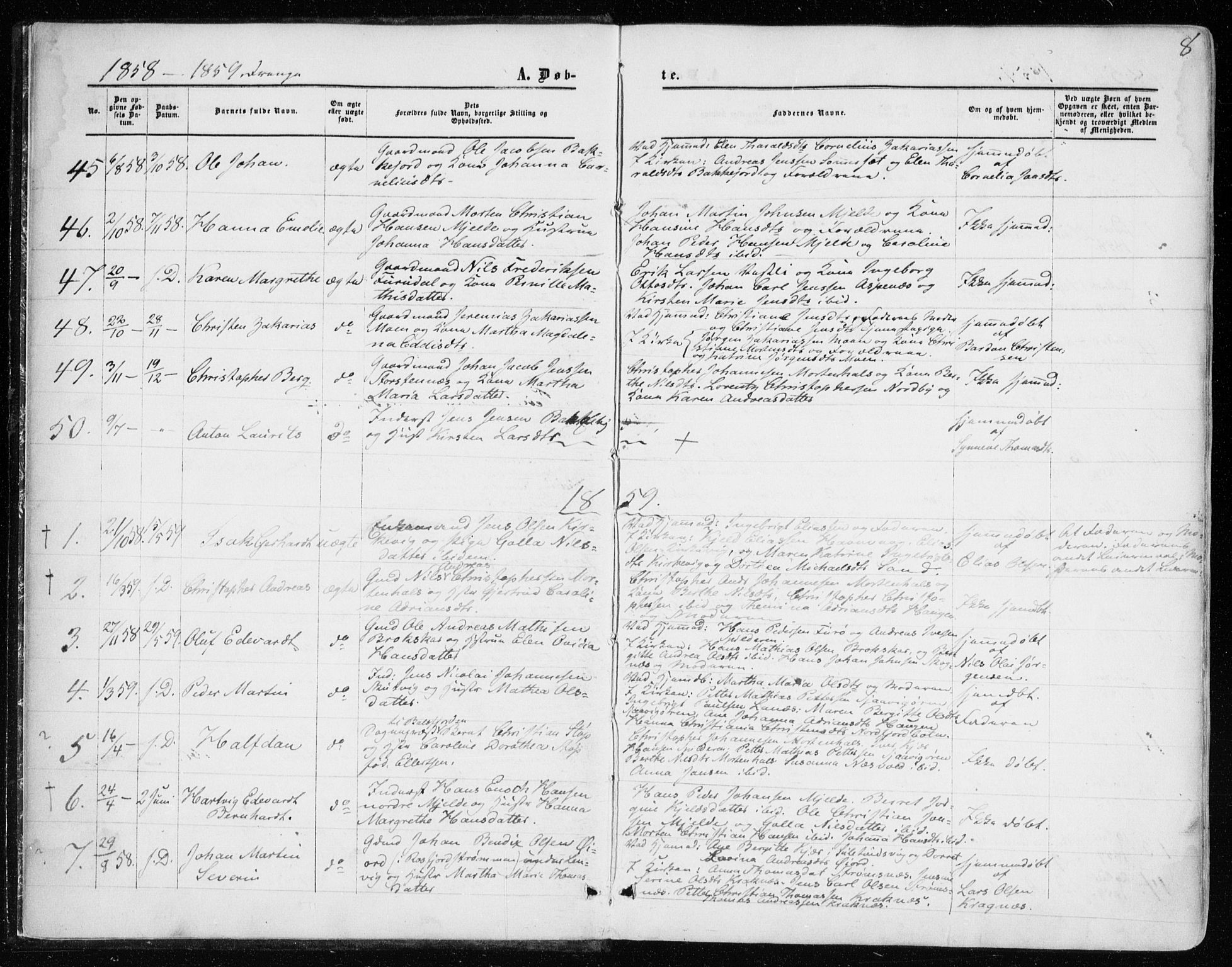 Balsfjord sokneprestembete, AV/SATØ-S-1303/G/Gaa/L0001kirke: Parish register (official) no. 1, 1858-1870, p. 8