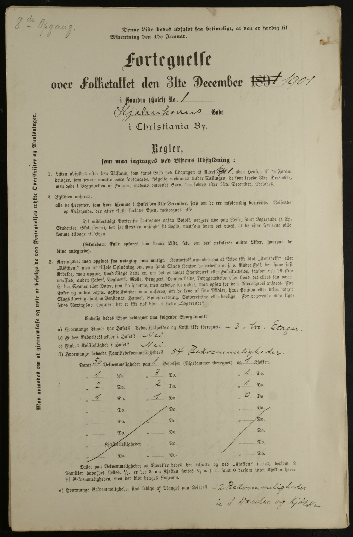 OBA, Municipal Census 1901 for Kristiania, 1901, p. 8500