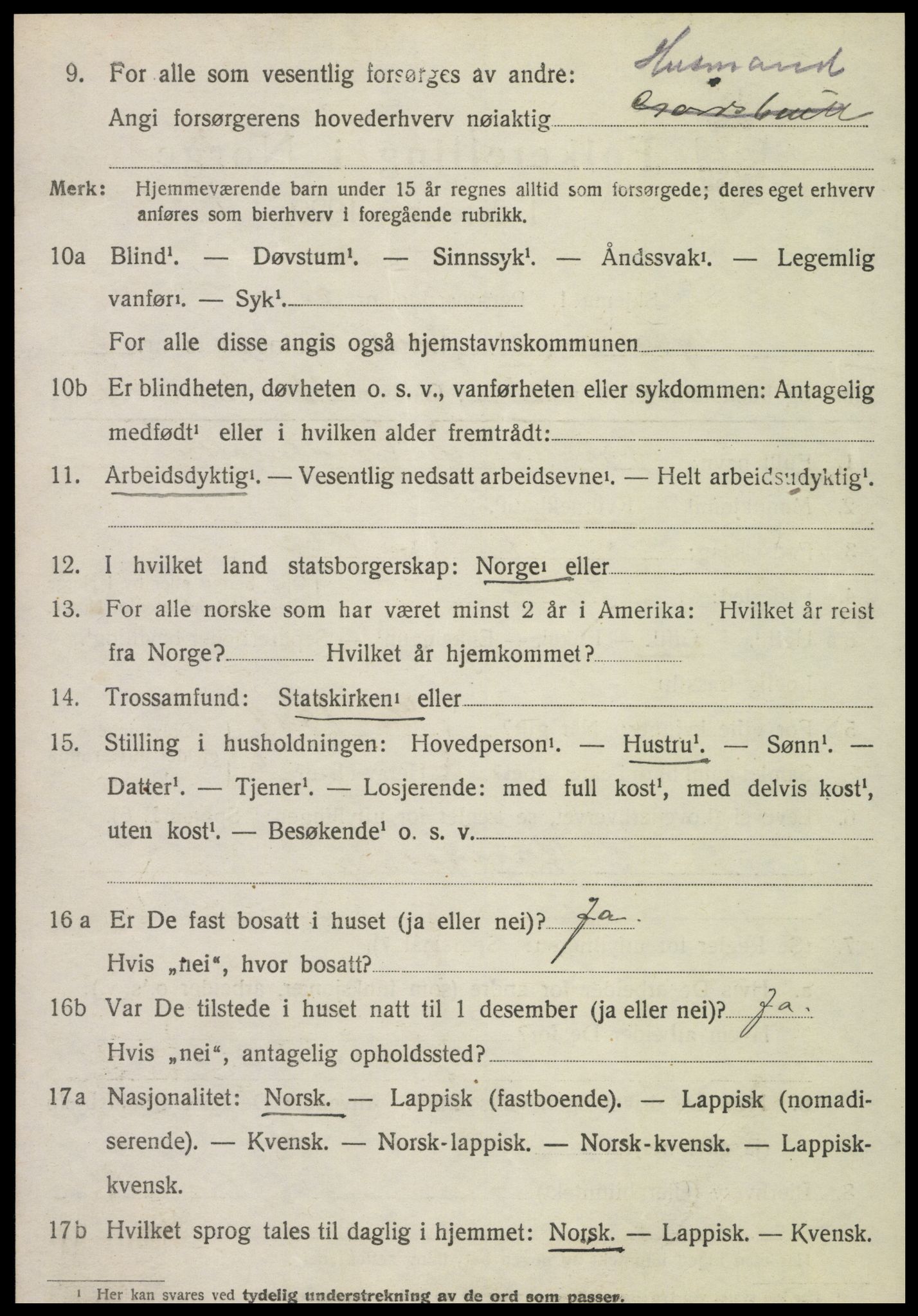 SAT, 1920 census for Tydal, 1920, p. 892