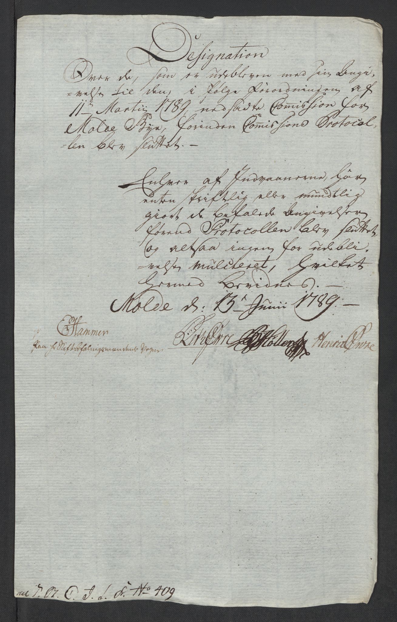 Rentekammeret inntil 1814, Reviderte regnskaper, Mindre regnskaper, AV/RA-EA-4068/Rf/Rfe/L0024: Modum Blåfarvevverk, Molde, Moss, 1789, p. 43