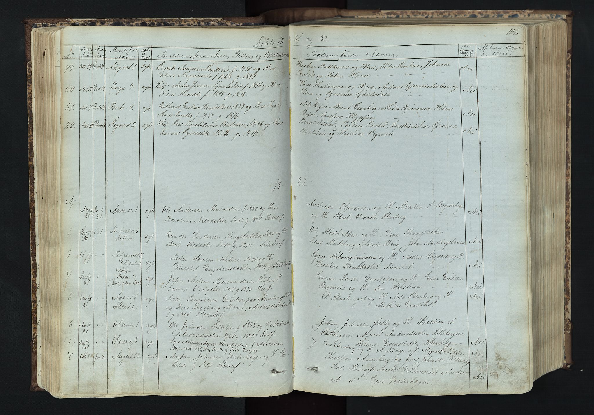 Romedal prestekontor, SAH/PREST-004/L/L0011: Parish register (copy) no. 11, 1867-1895, p. 102