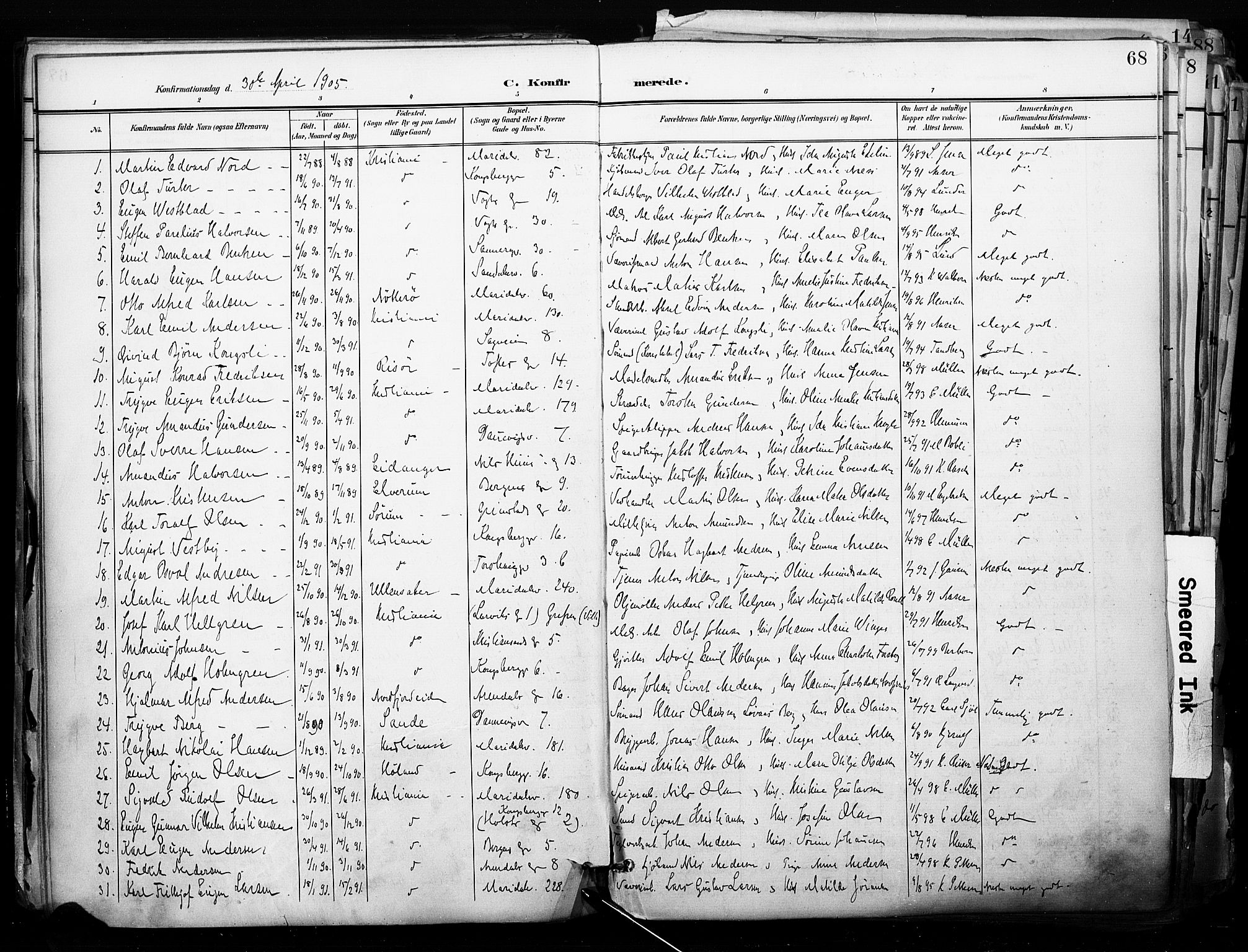 Sagene prestekontor Kirkebøker, SAO/A-10796/F/L0005: Parish register (official) no. 5, 1898-1911, p. 68