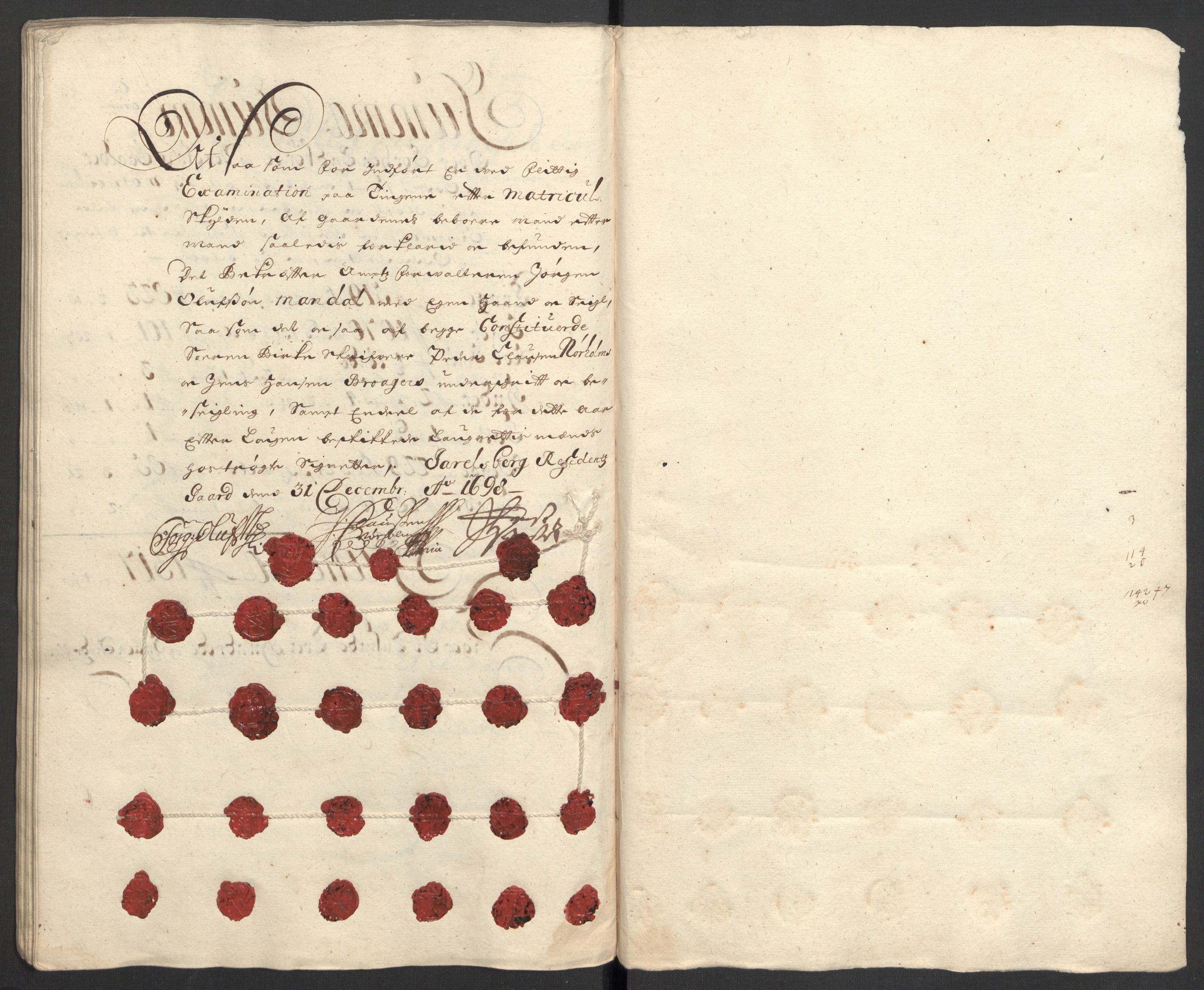 Rentekammeret inntil 1814, Reviderte regnskaper, Fogderegnskap, RA/EA-4092/R32/L1868: Fogderegnskap Jarlsberg grevskap, 1697-1699, p. 227