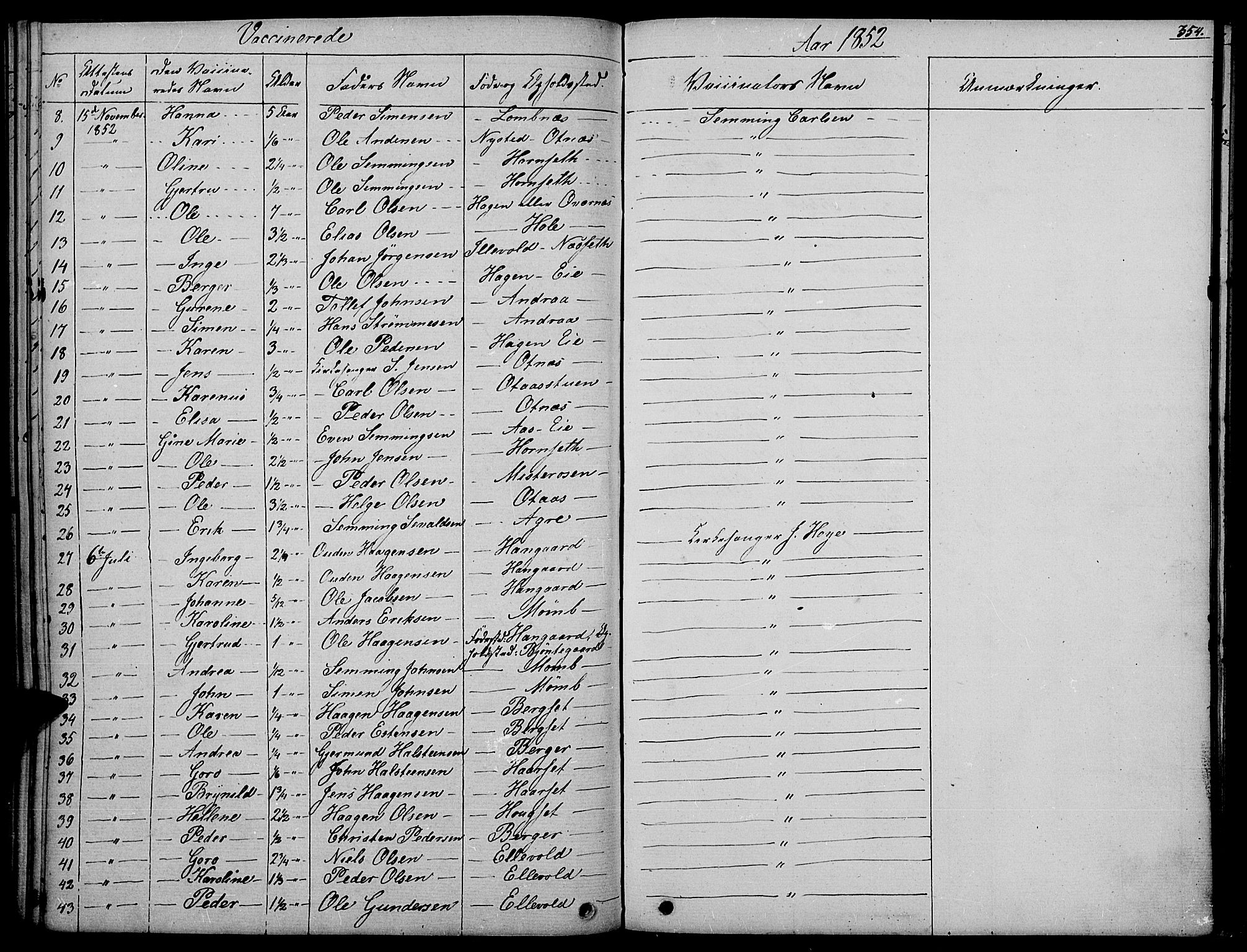 Rendalen prestekontor, AV/SAH-PREST-054/H/Ha/Haa/L0004: Parish register (official) no. 4, 1829-1852, p. 354