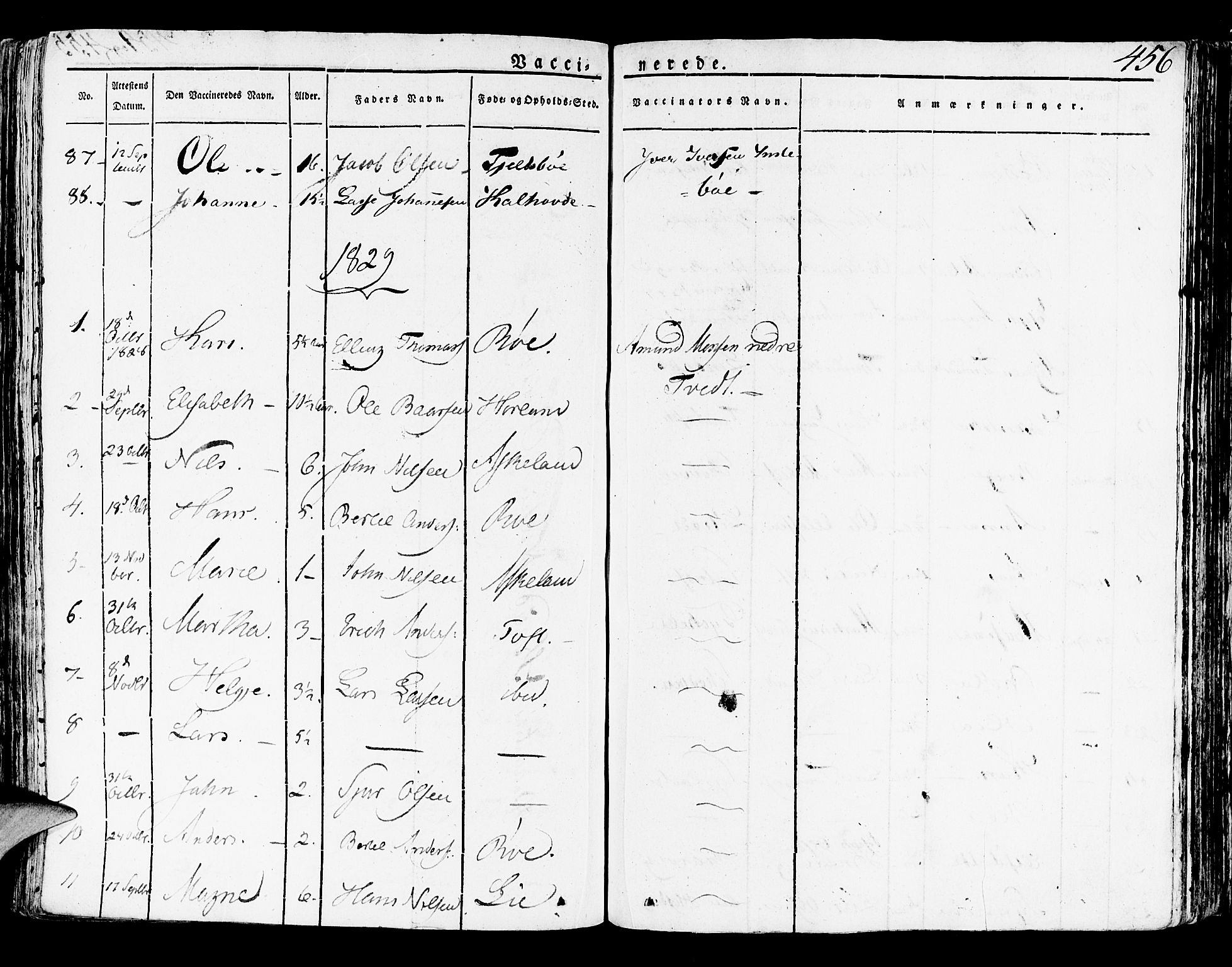 Lindås Sokneprestembete, SAB/A-76701/H/Haa: Parish register (official) no. A 8, 1823-1836, p. 456