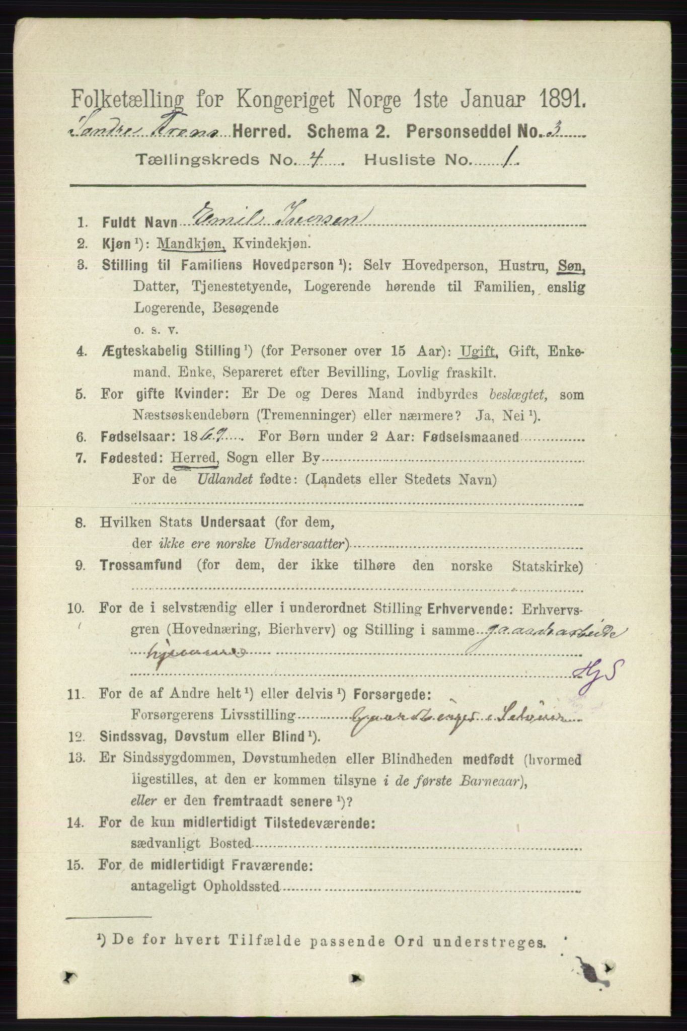 RA, 1891 census for 0519 Sør-Fron, 1891, p. 1417