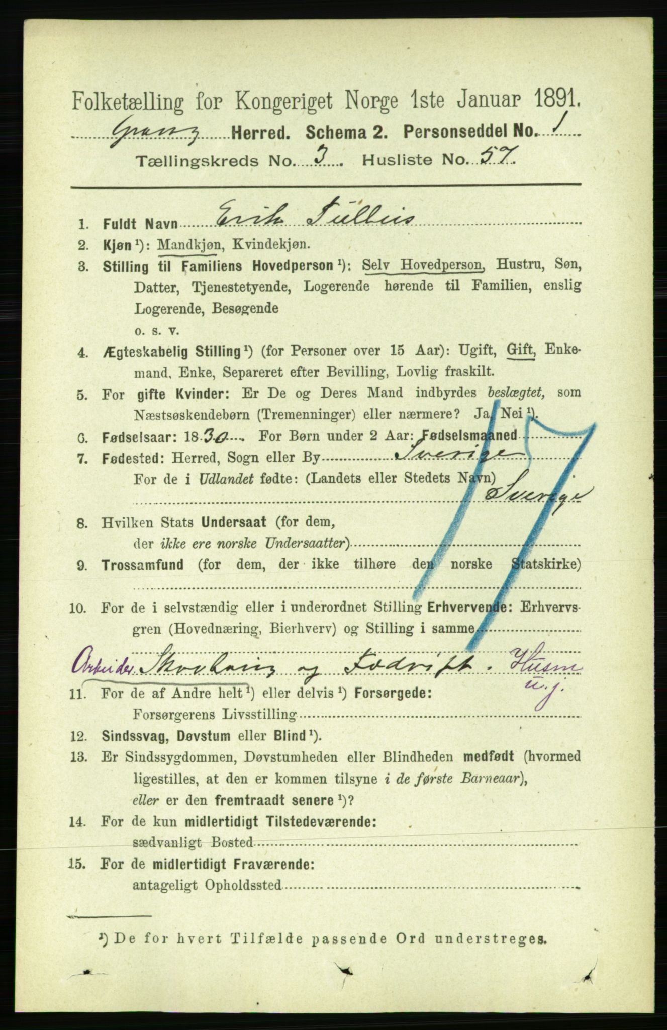 RA, 1891 census for 1742 Grong, 1891, p. 1433