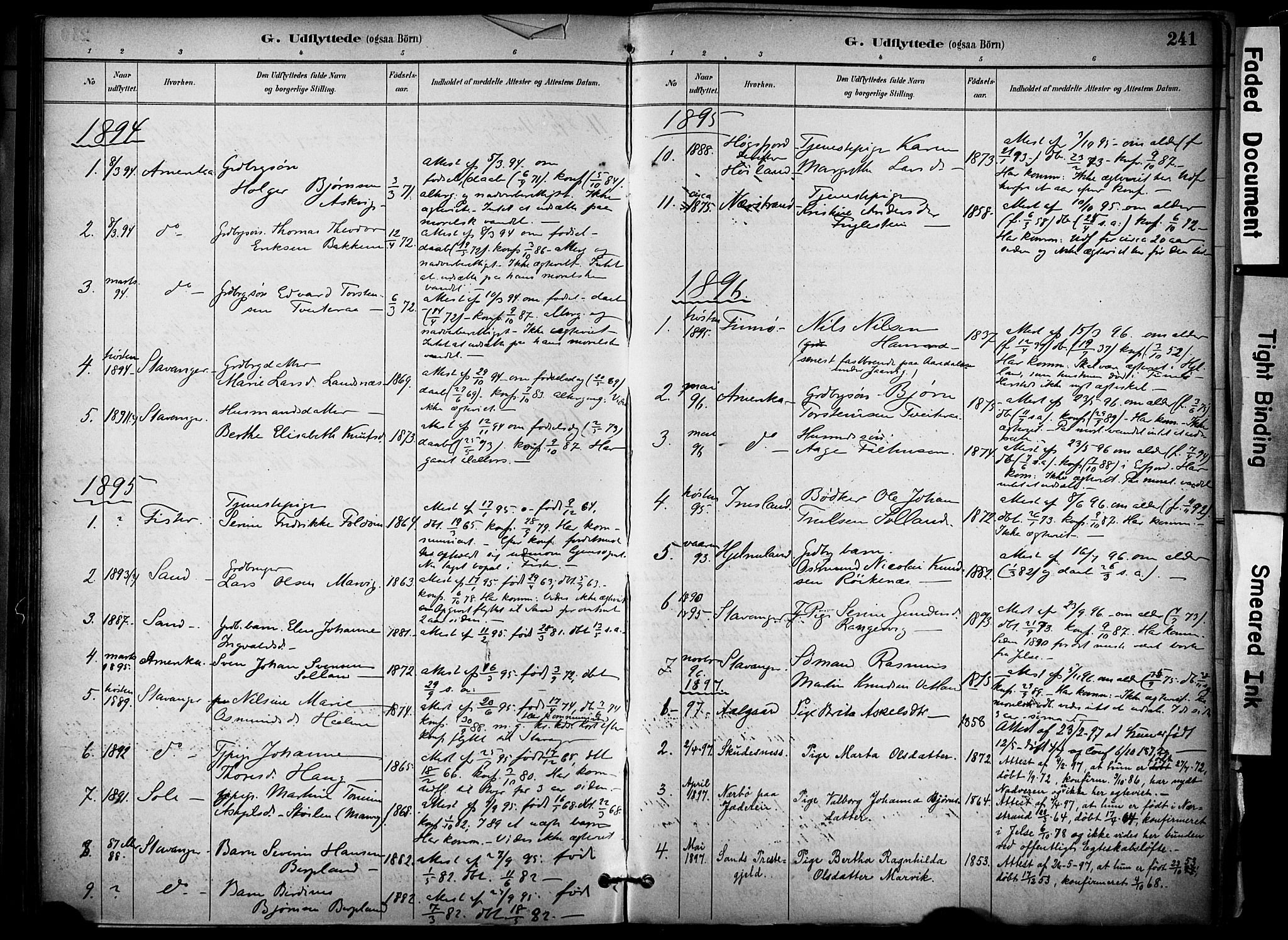 Jelsa sokneprestkontor, SAST/A-101842/01/IV: Parish register (official) no. A 10, 1884-1906, p. 241