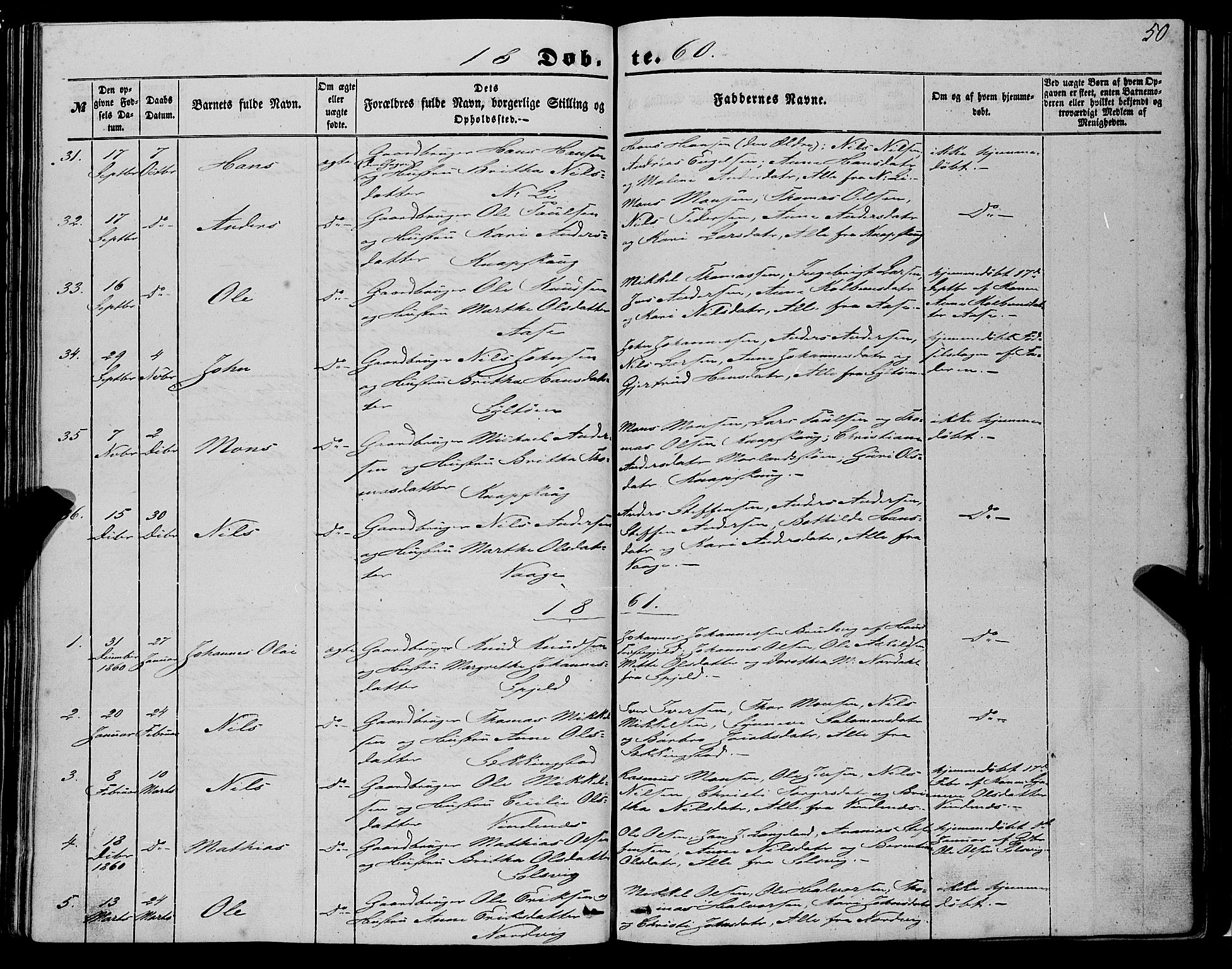 Fjell sokneprestembete, SAB/A-75301/H/Haa: Parish register (official) no. A 2, 1847-1864, p. 50