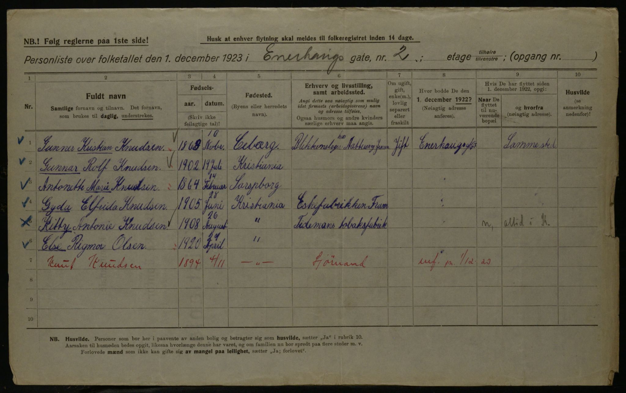 OBA, Municipal Census 1923 for Kristiania, 1923, p. 23976