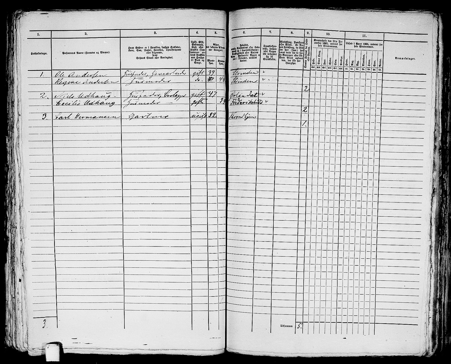 RA, 1865 census for Trondheim, 1865, p. 1897