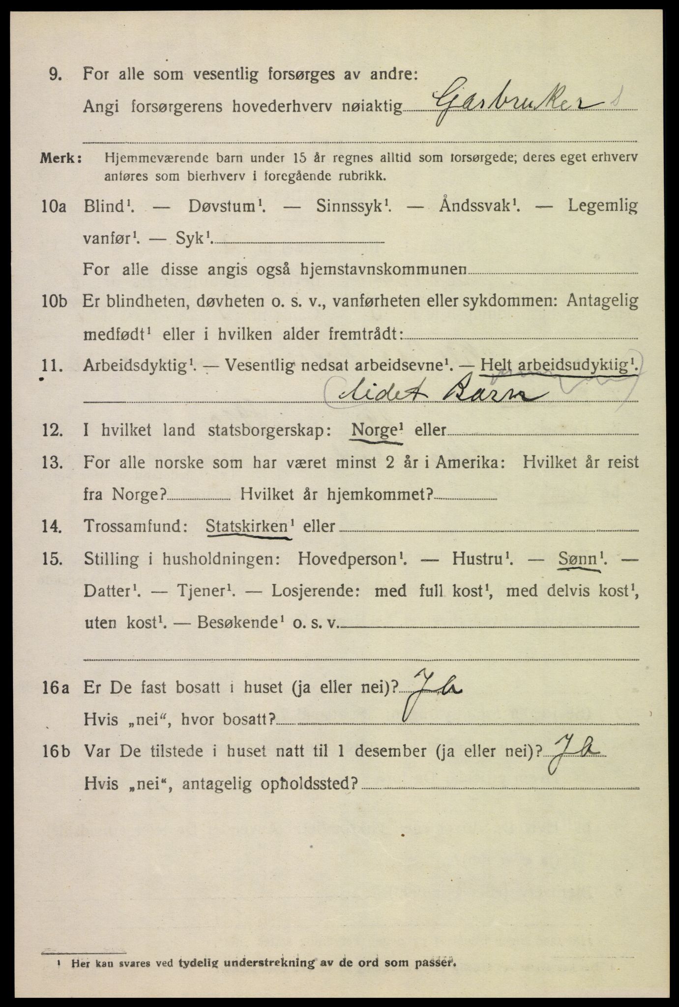 SAK, 1920 census for Åseral, 1920, p. 2467