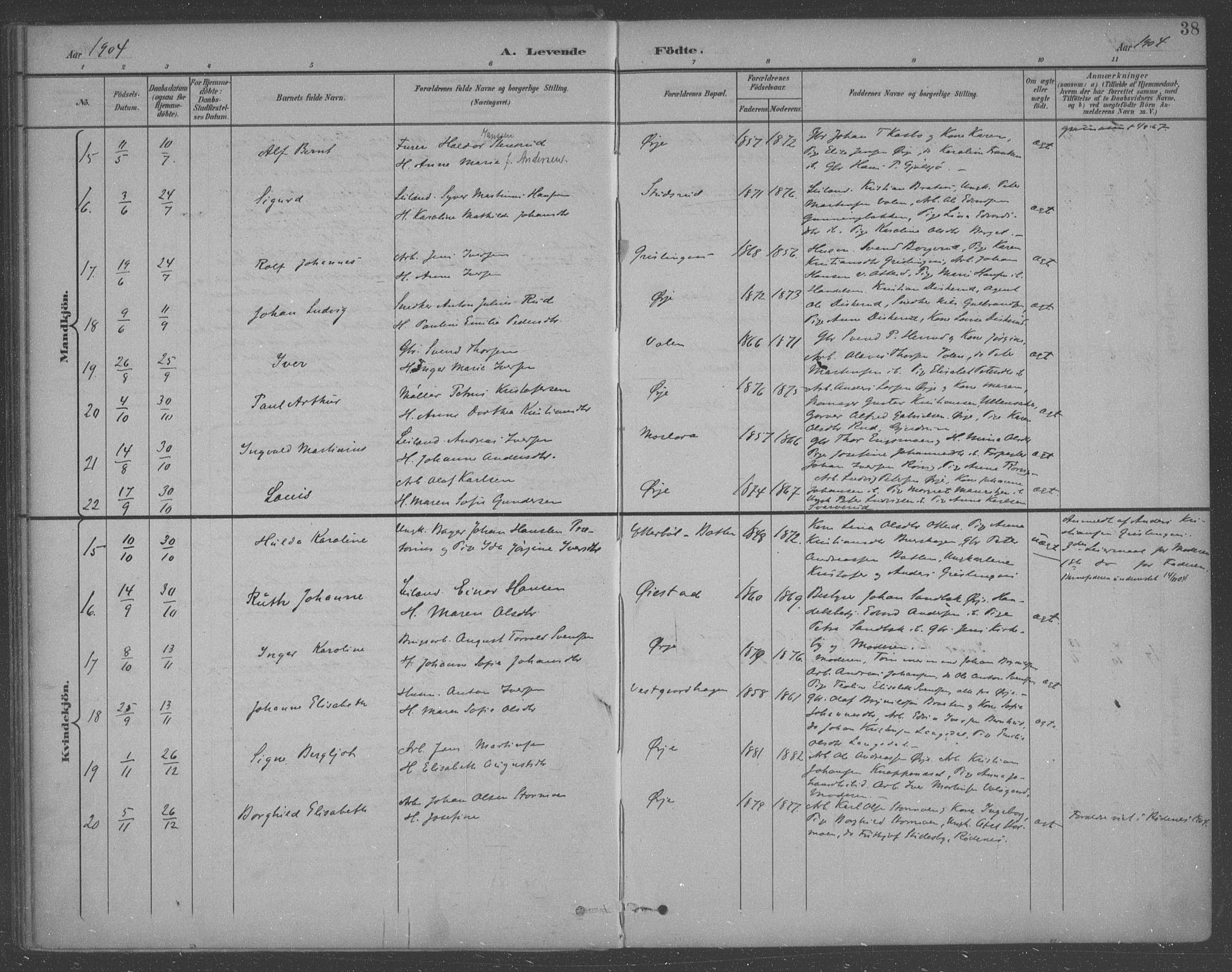 Aremark prestekontor Kirkebøker, SAO/A-10899/F/Fb/L0005: Parish register (official) no. II 5, 1895-1919, p. 38