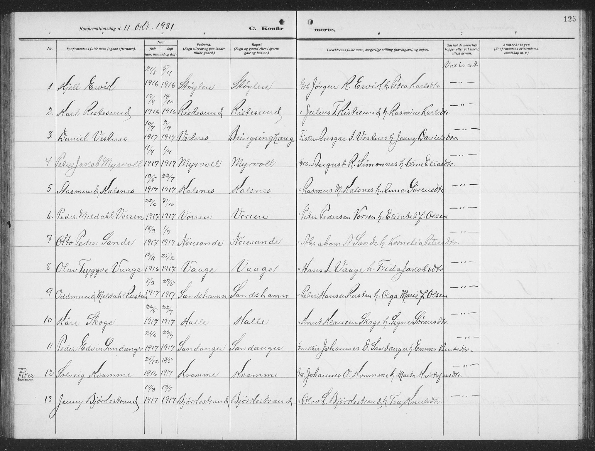 Ministerialprotokoller, klokkerbøker og fødselsregistre - Møre og Romsdal, AV/SAT-A-1454/503/L0051: Parish register (copy) no. 503C06, 1923-1938, p. 125