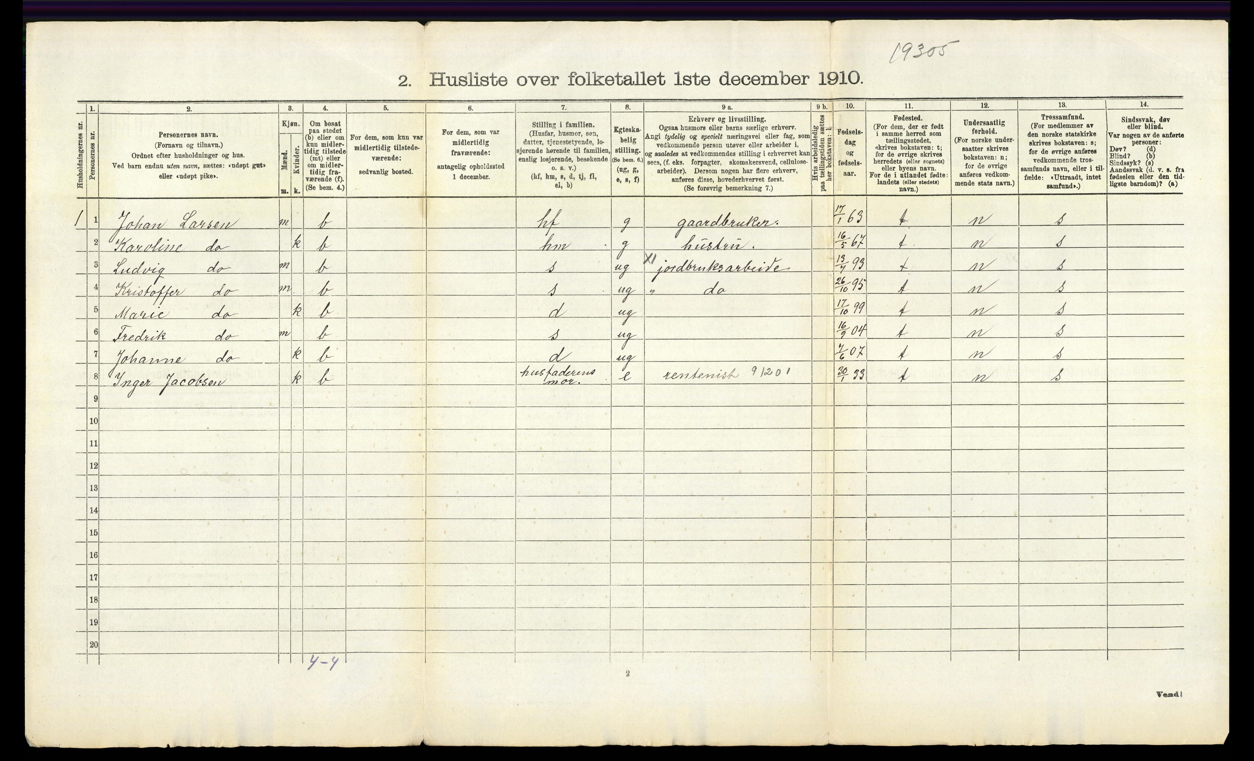 RA, 1910 census for Brunlanes, 1910, p. 56