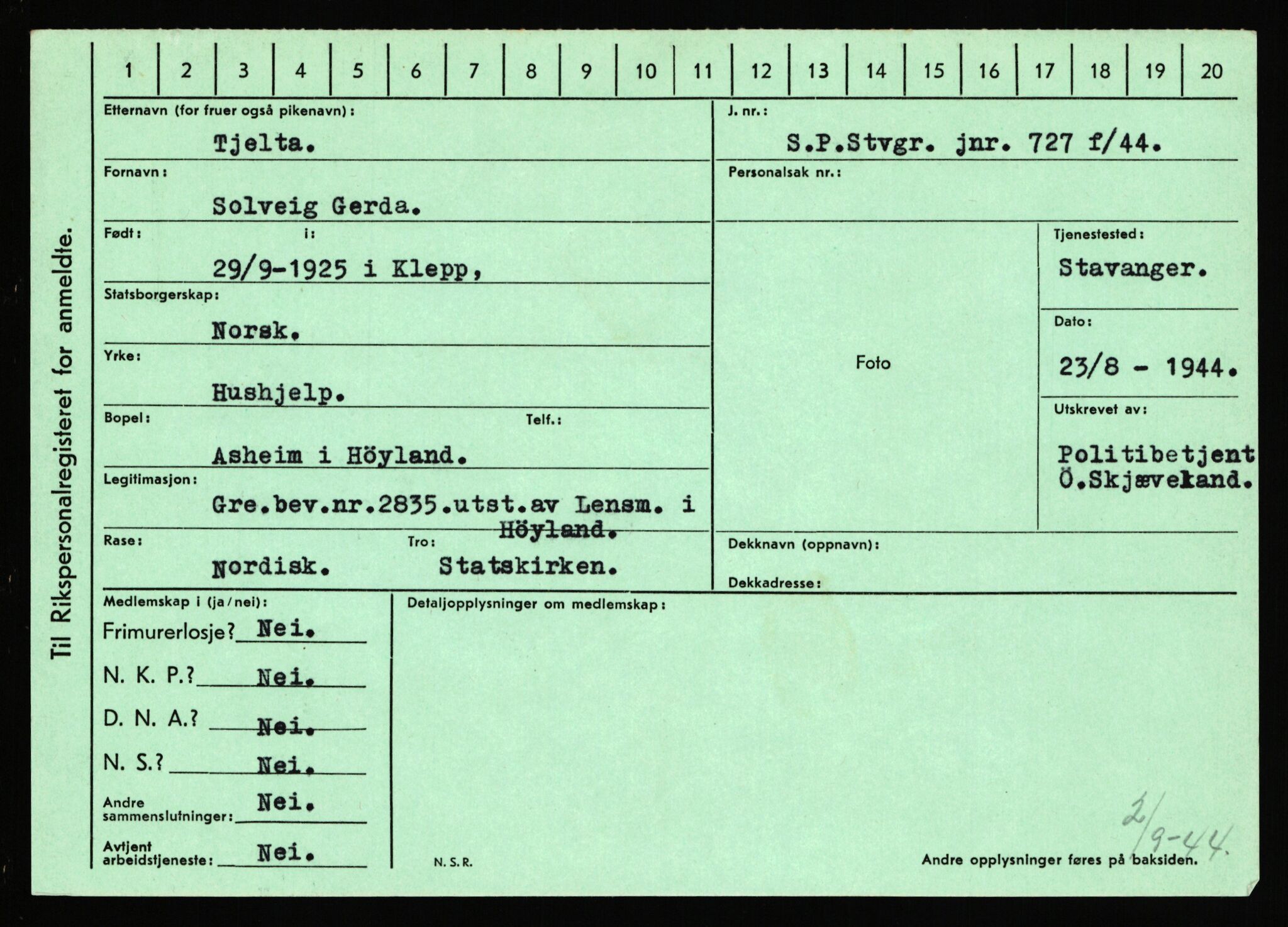 Statspolitiet - Hovedkontoret / Osloavdelingen, AV/RA-S-1329/C/Ca/L0015: Svea - Tøsse, 1943-1945, p. 3240